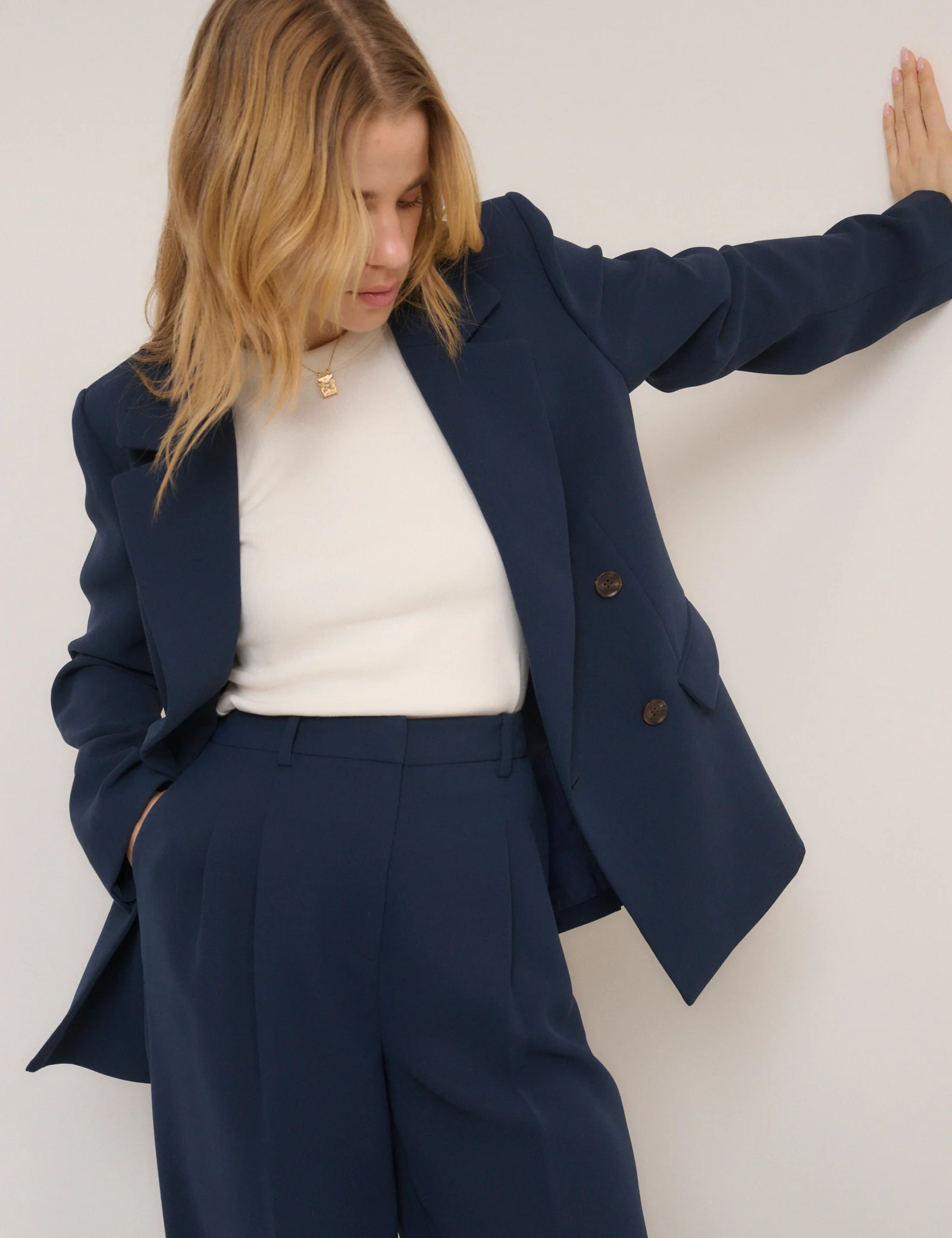 Navy Double Breasted Alicia Blazer - Image 2
