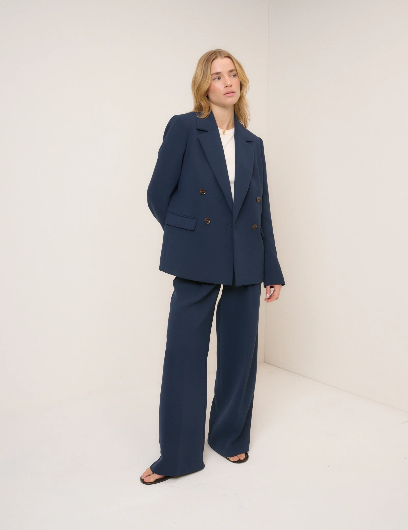 Navy Double Breasted Alicia Blazer - Image 4