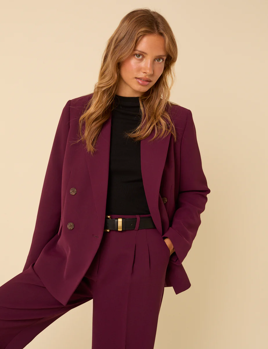 Burgundy Double Breasted Alicia Blazer - Image 2