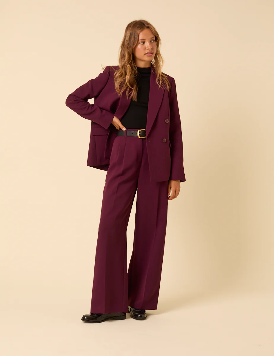 Burgundy Double Breasted Alicia Blazer - Image 3
