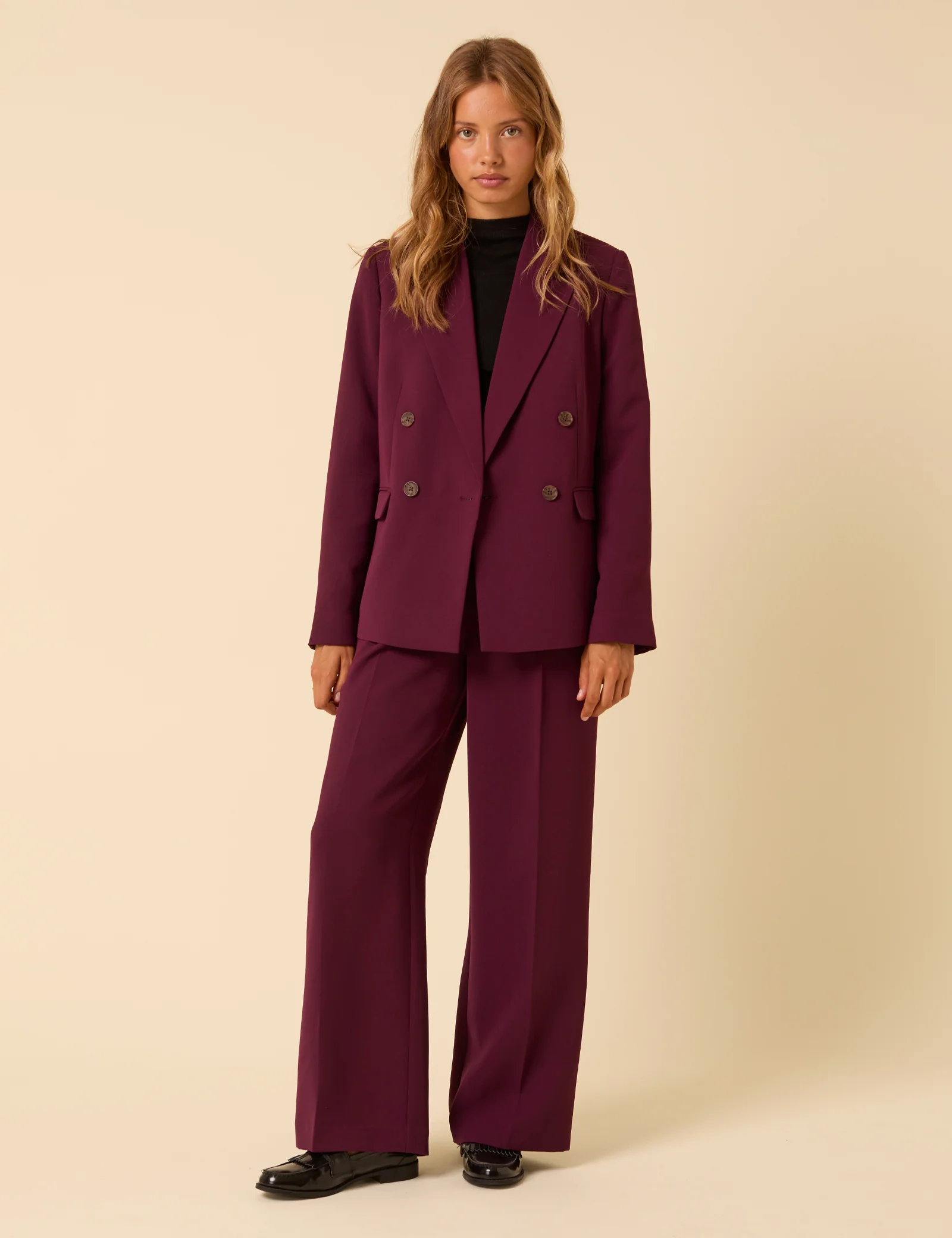 Burgundy Double Breasted Alicia Blazer - Image 4