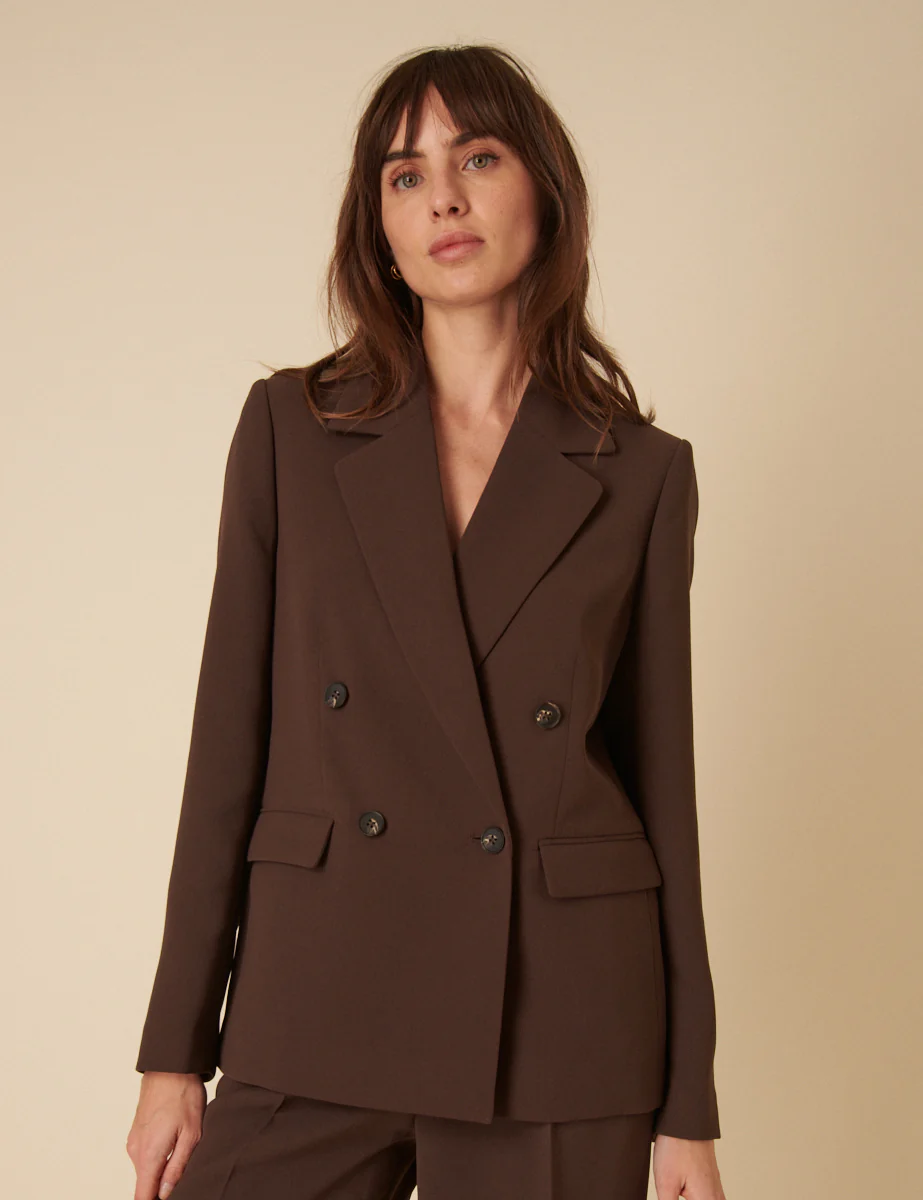 Brown Double Breasted Alicia Blazer - Image 3