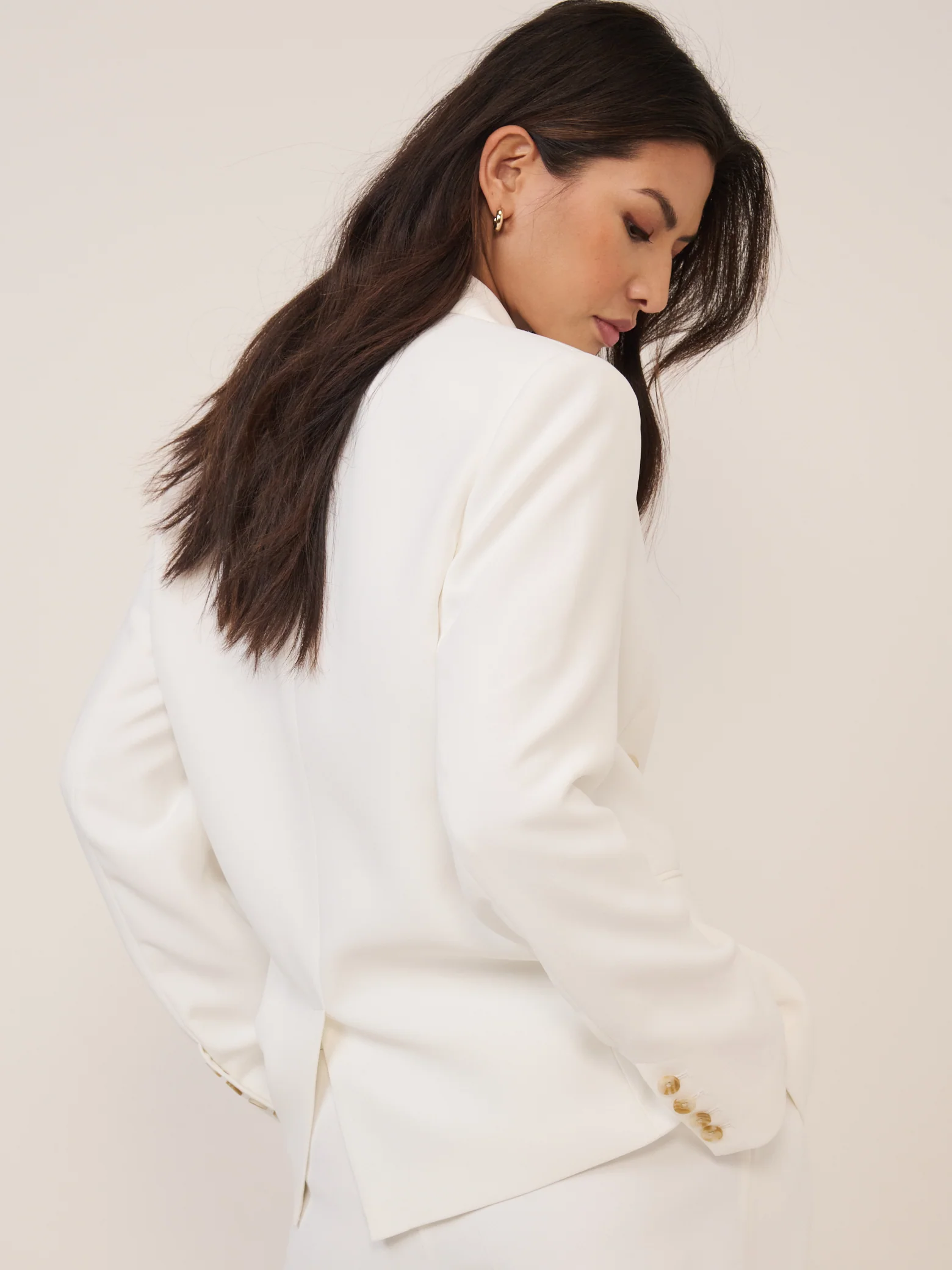 White Double Breasted Alicia Crepe Blazer - Image 4