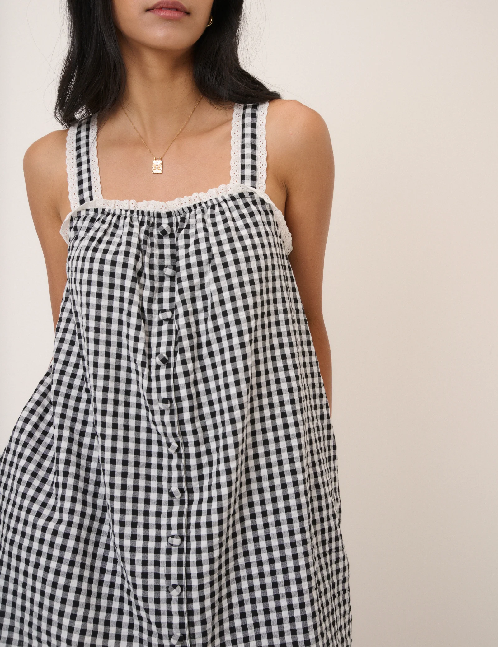Black Gingham Romper - Image 6