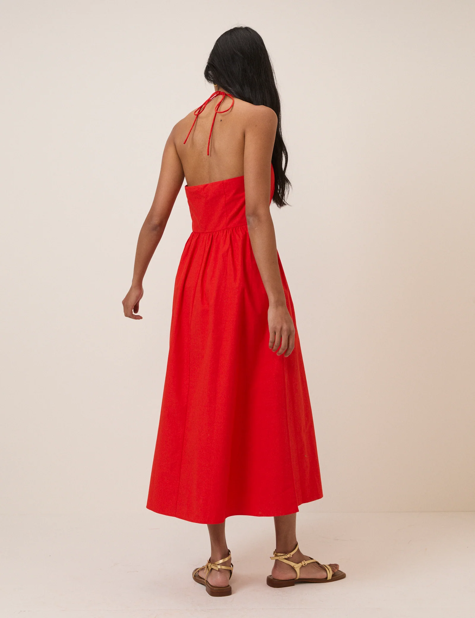 Red Halterneck Amber Midi Dress - Image 5