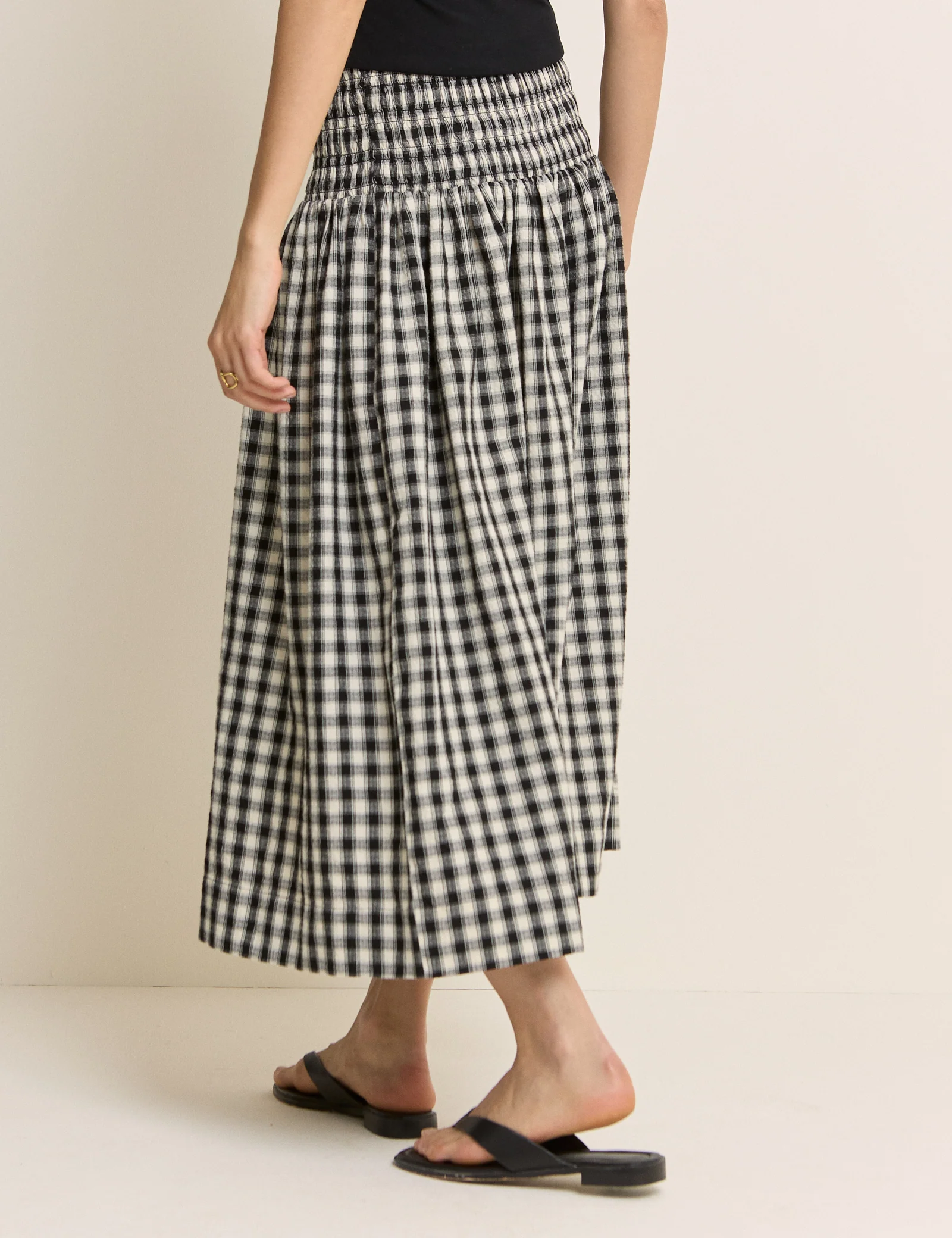 Black Gingham Midi Skirt - Image 4