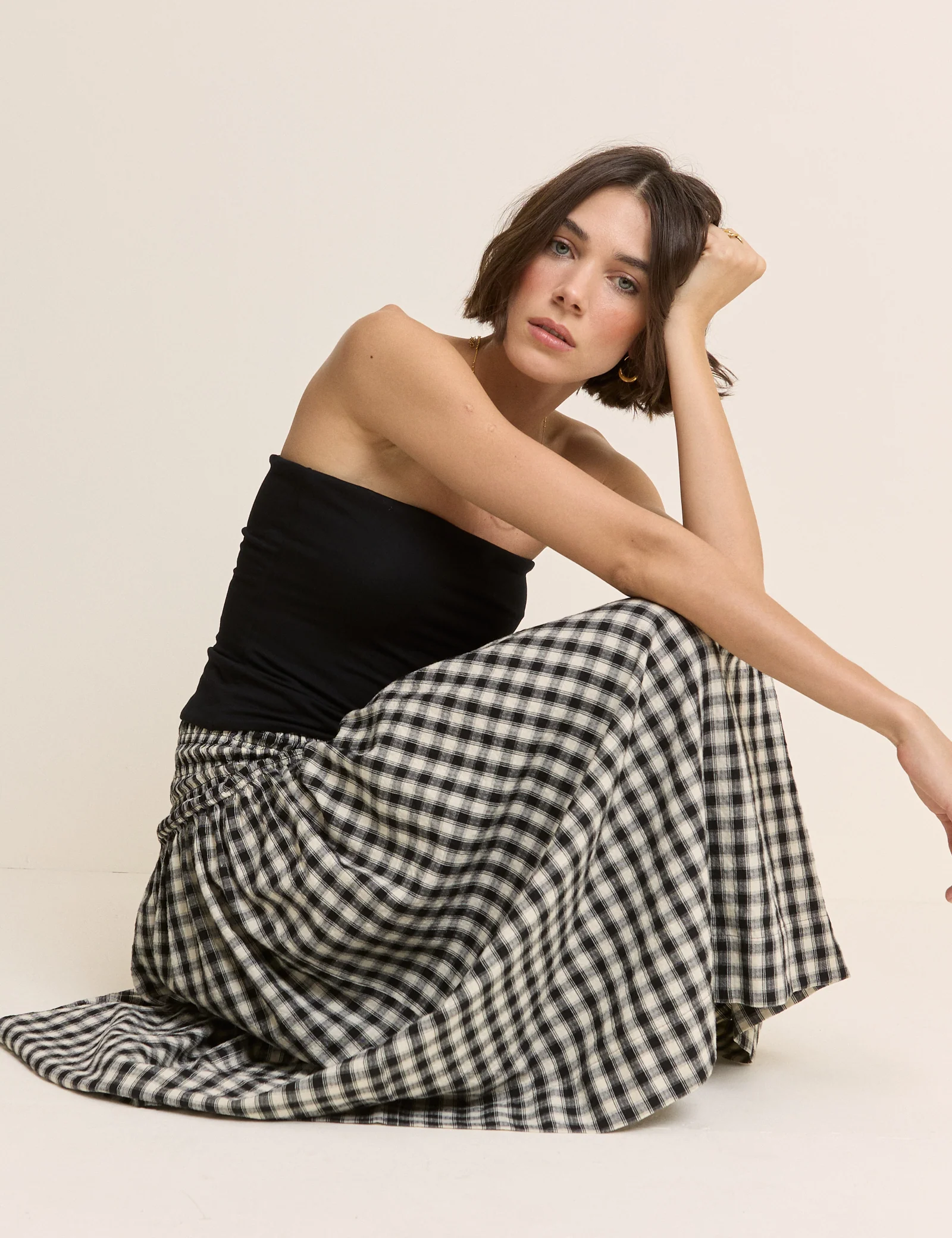 Black Gingham Midi Skirt - Image 5