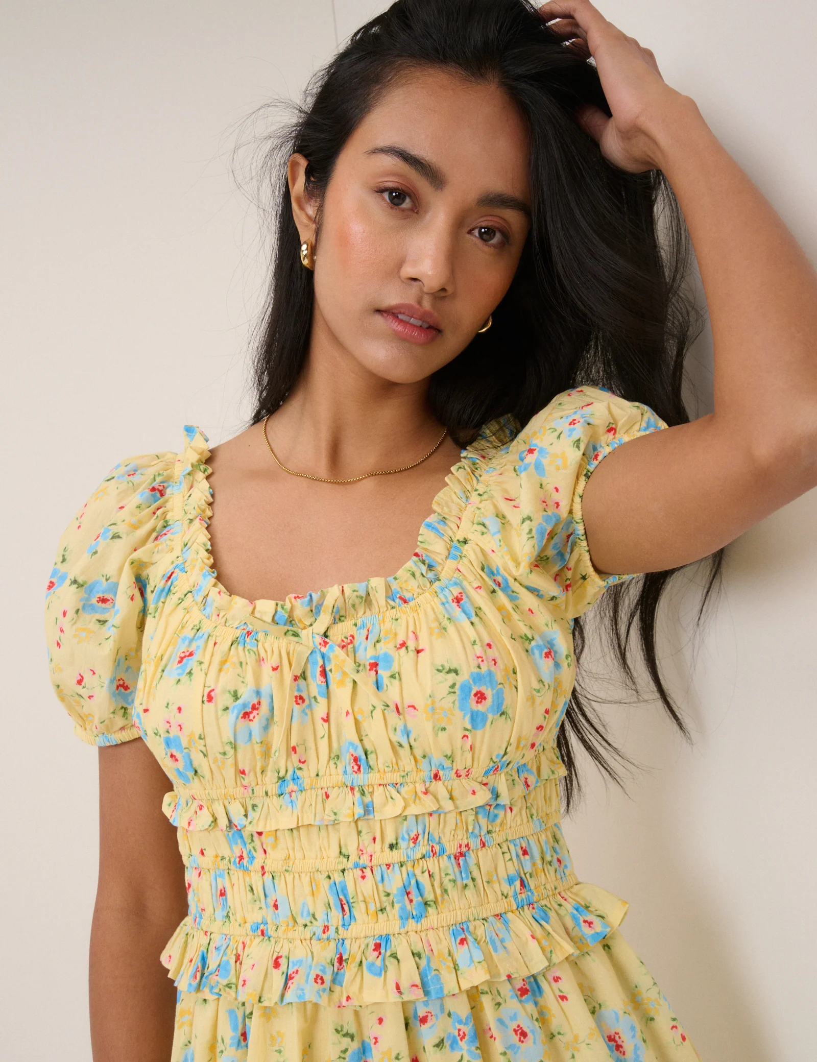 Butter Yellow Floral Ariel Midi Dress - Image 2