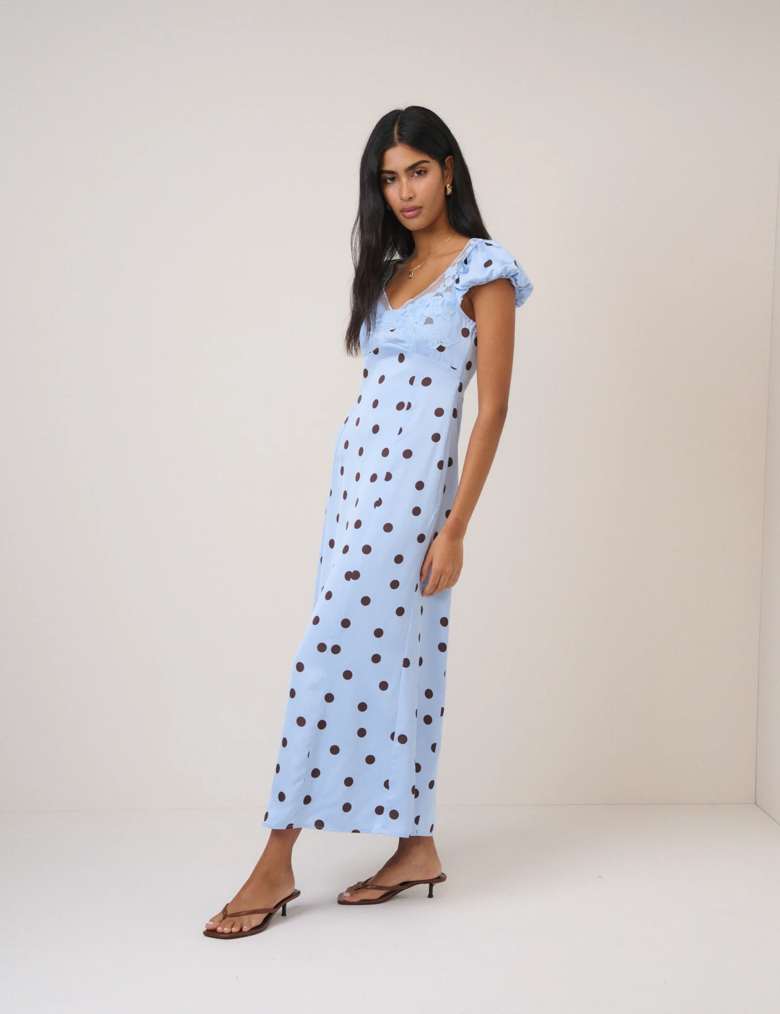 Blue Polka Dot Ava Maxi Dress - Image 3