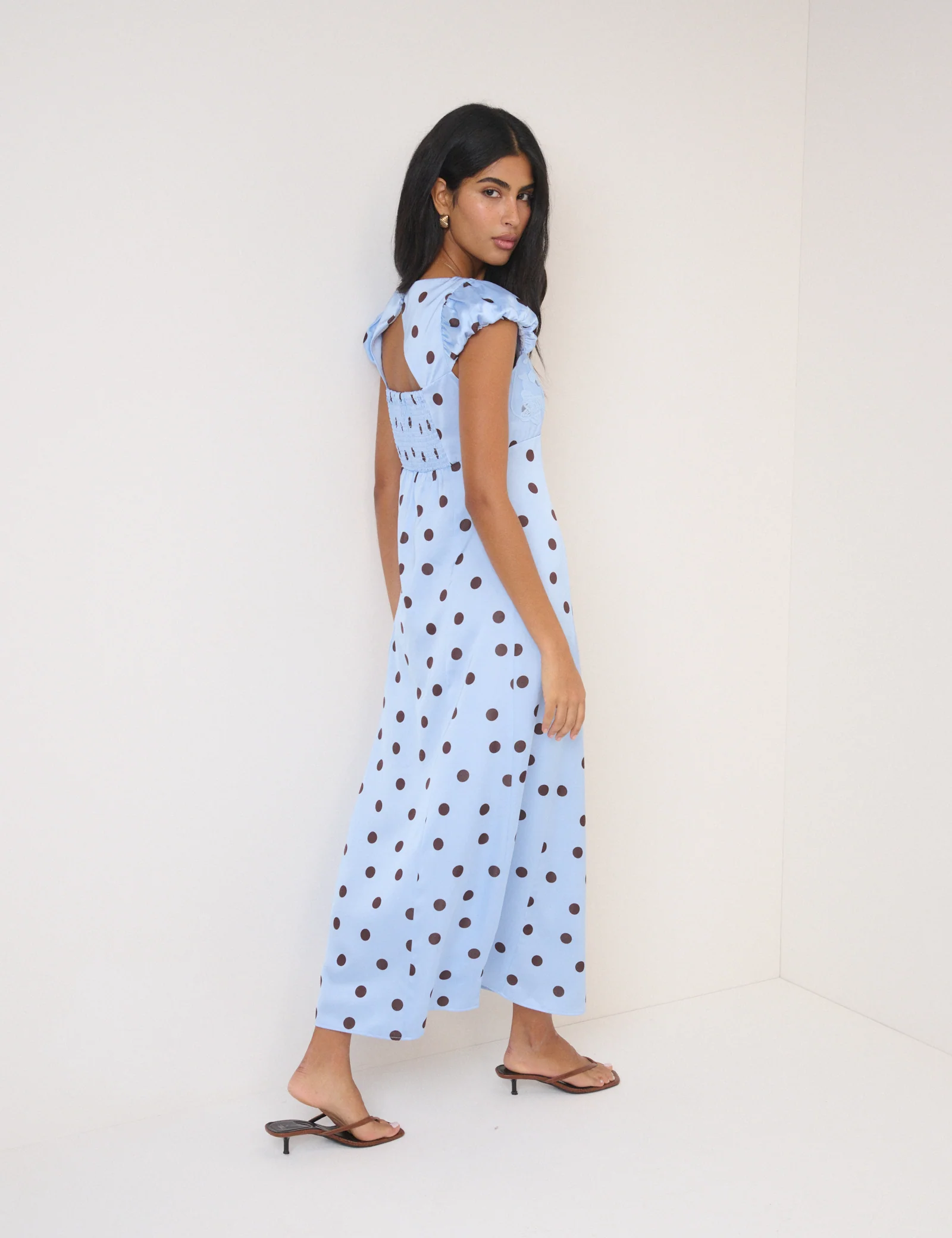 Blue Polka Dot Ava Maxi Dress - Image 5