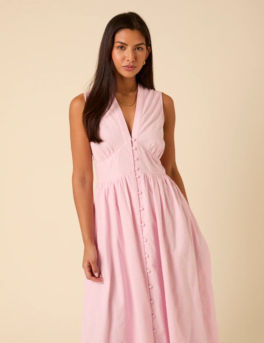 Baby Pink Sleeveless Starlight Midi Dress - Image 5