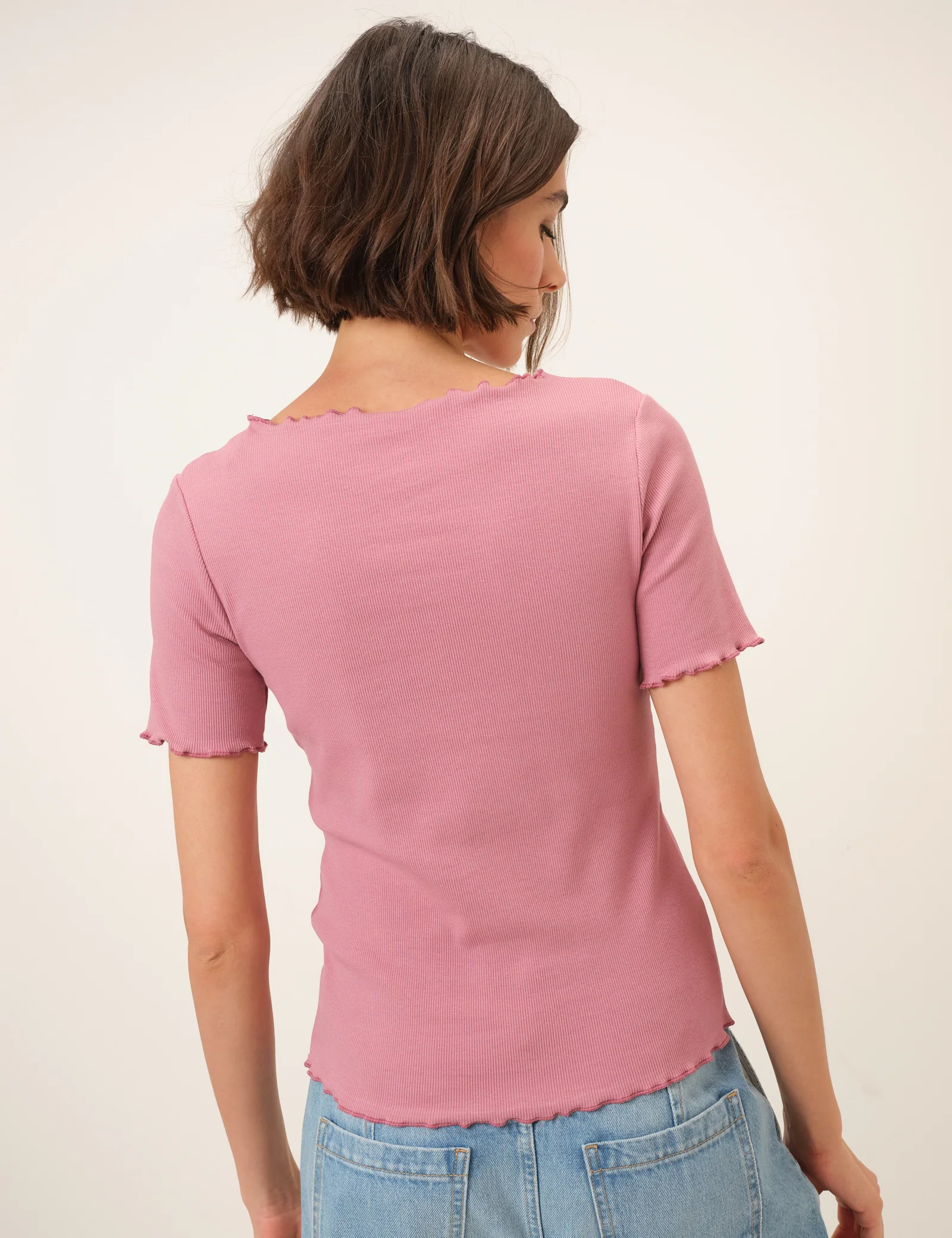 Pink Boat Neck Ribbed Top - Image 5