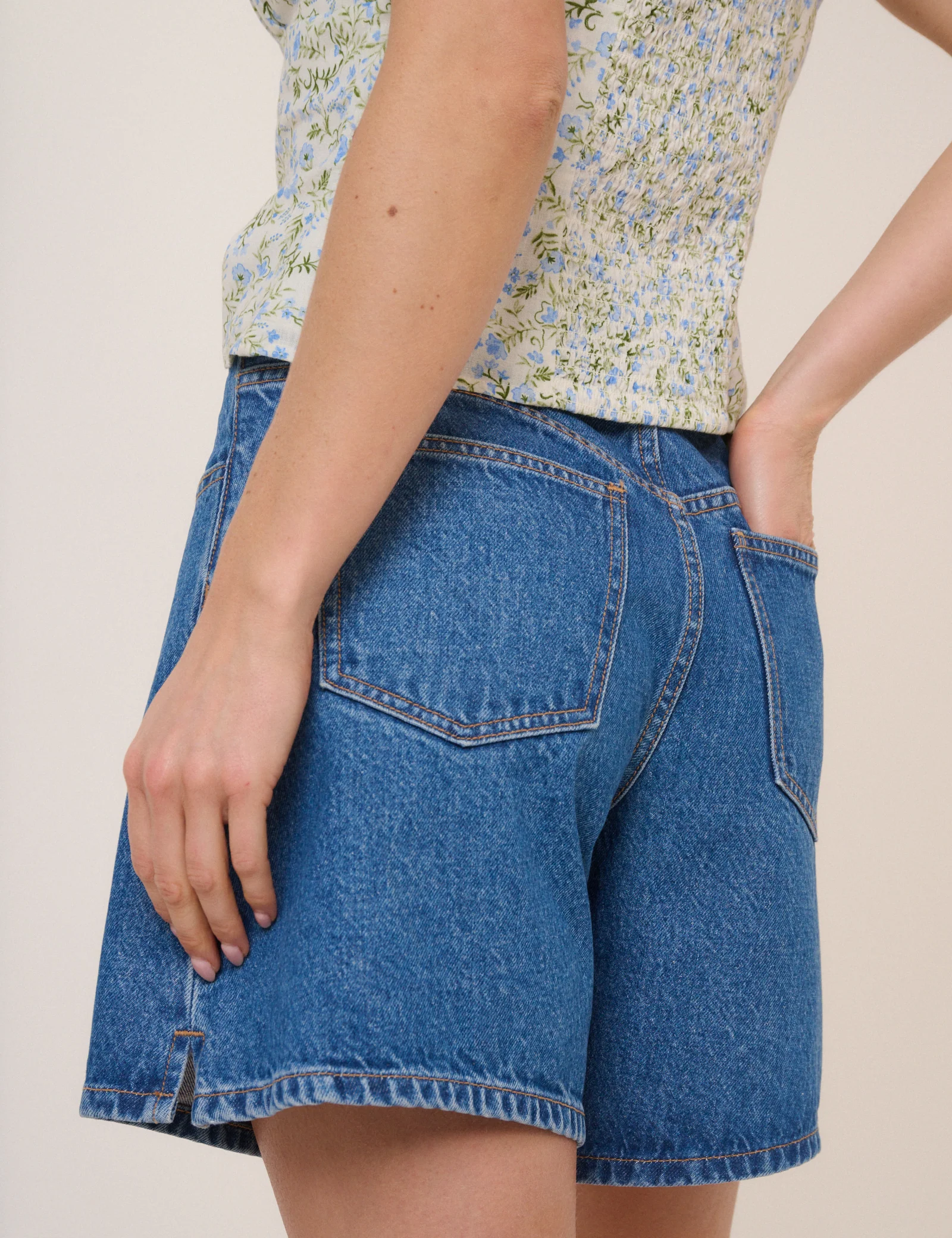 Mid Wash Denim Bermuda Shorts - Image 4