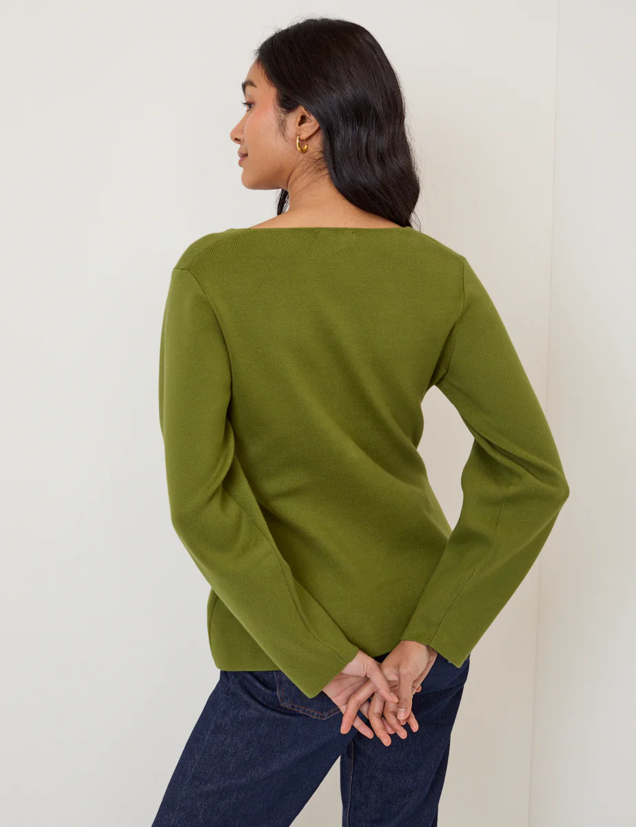 Green Barrel Sleeve Cardigan - Image 5