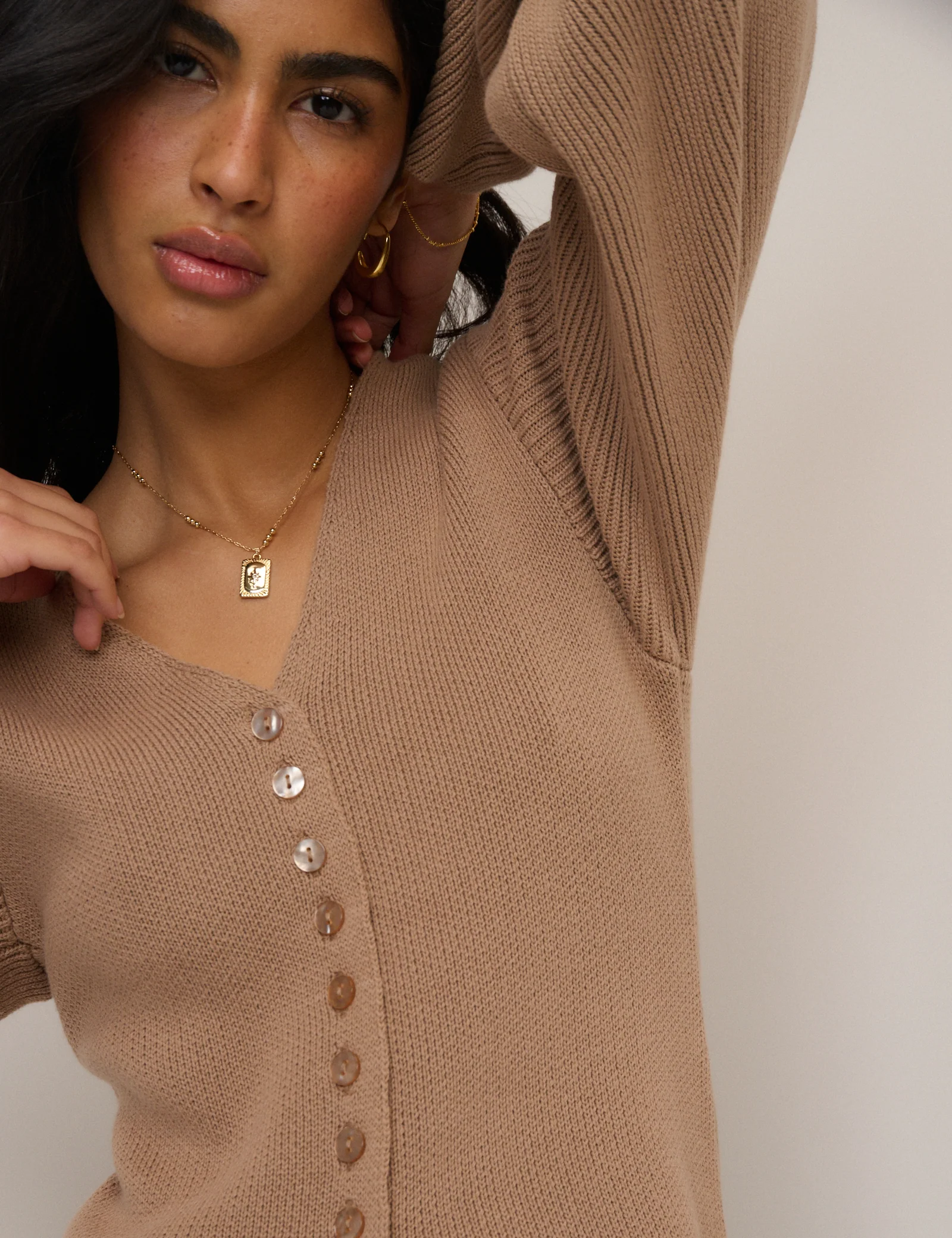 Light Brown Longline Cardigan - Image 2