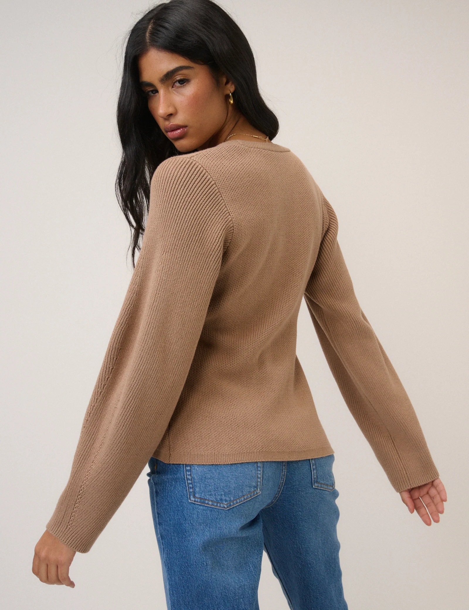Light Brown Longline Cardigan - Image 5