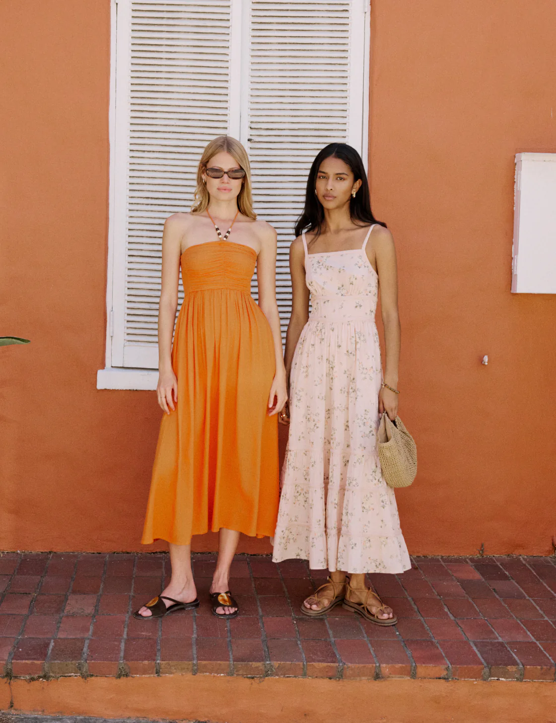 Orange Linen-Blend Halterneck Midi Dress - Image 2