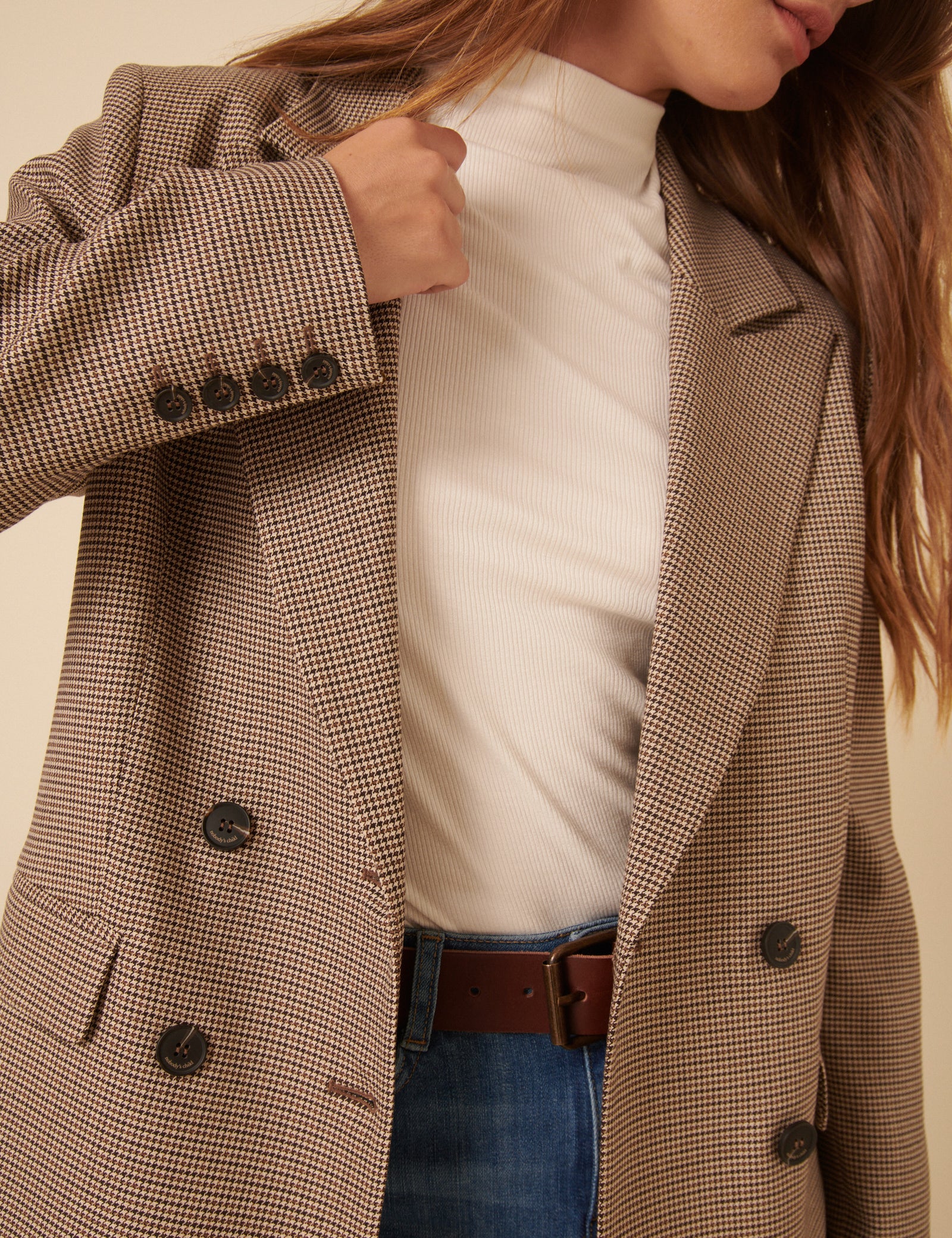 Beige Heritage Check Blazer - Image 2