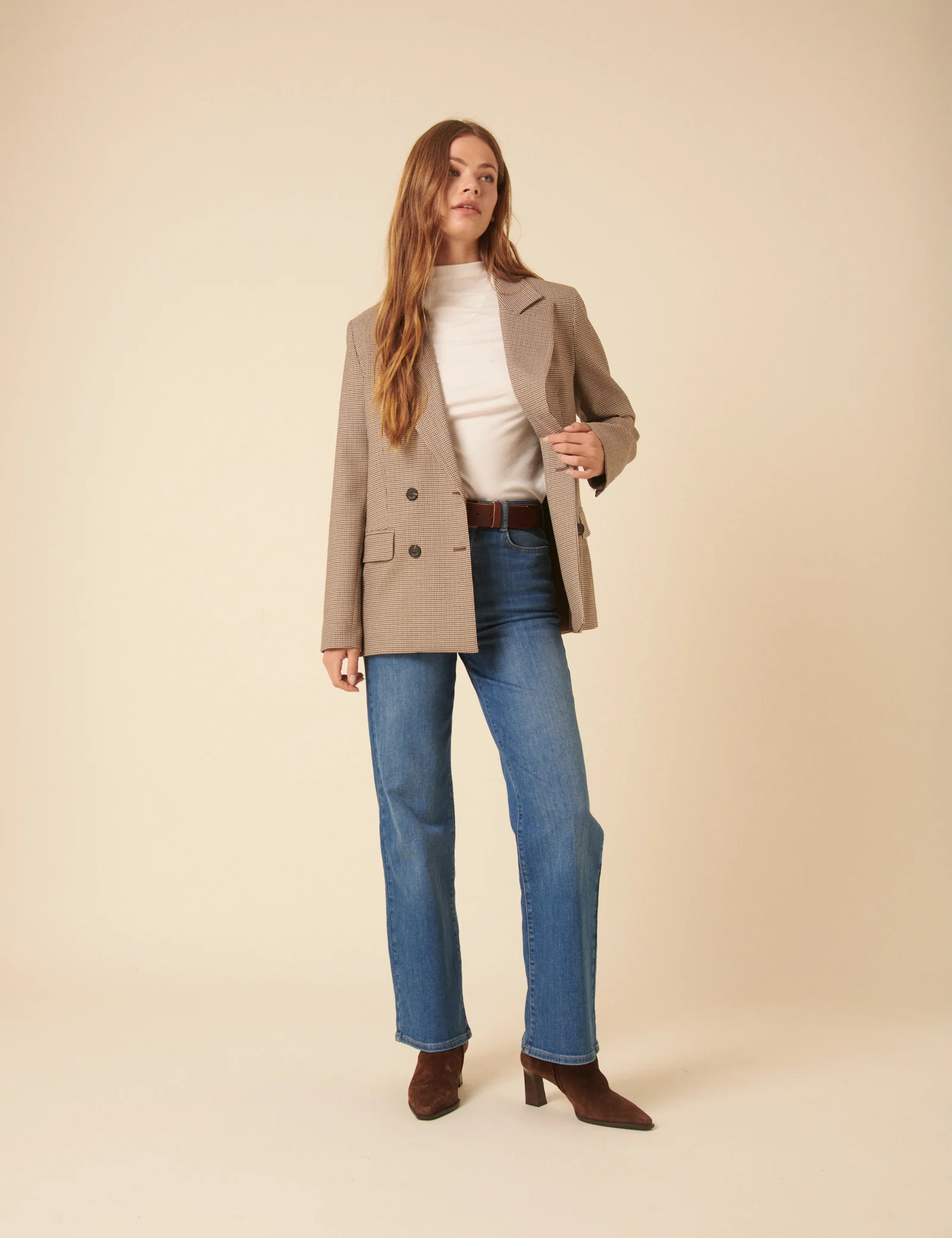 Beige Heritage Check Blazer - Image 5