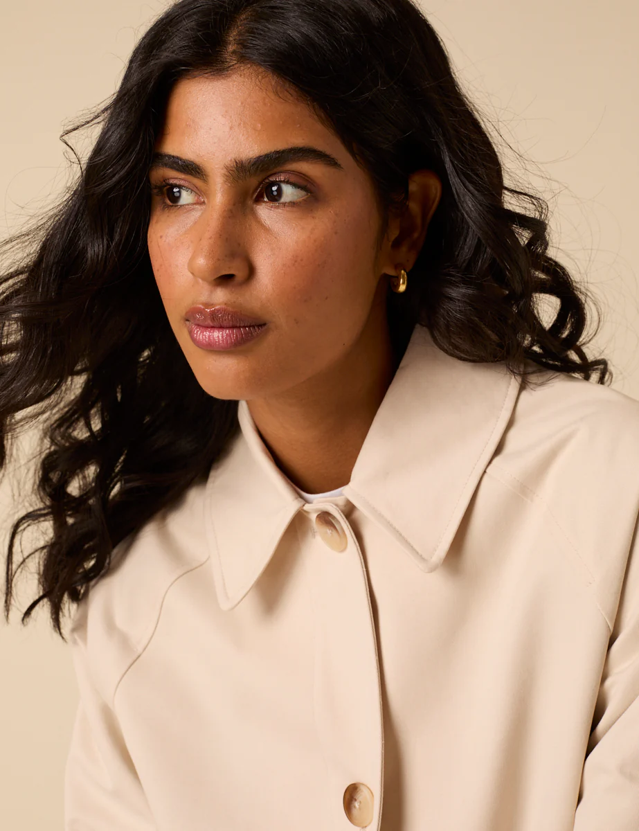 Stone Single Breasted Trench Coat - Image 3