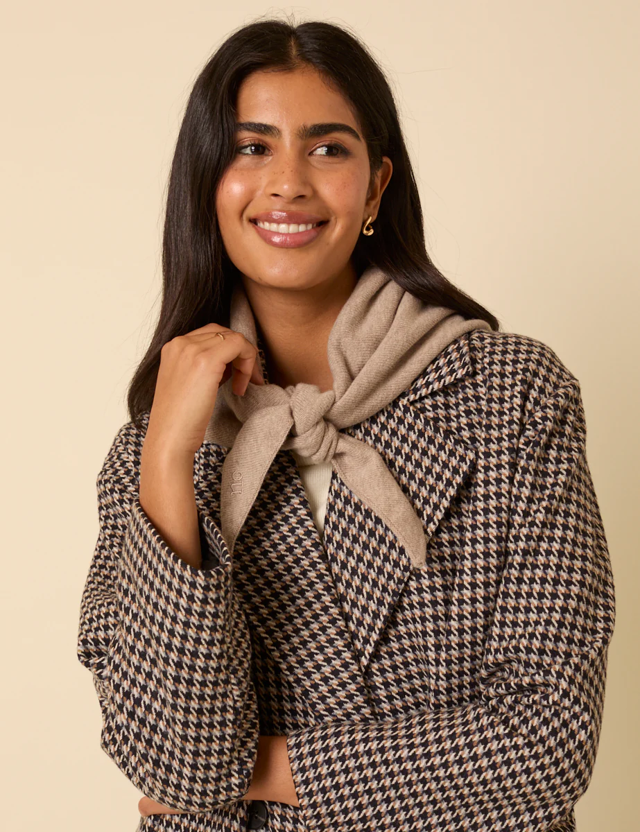 Beige Wool-blend Triangle Scarf