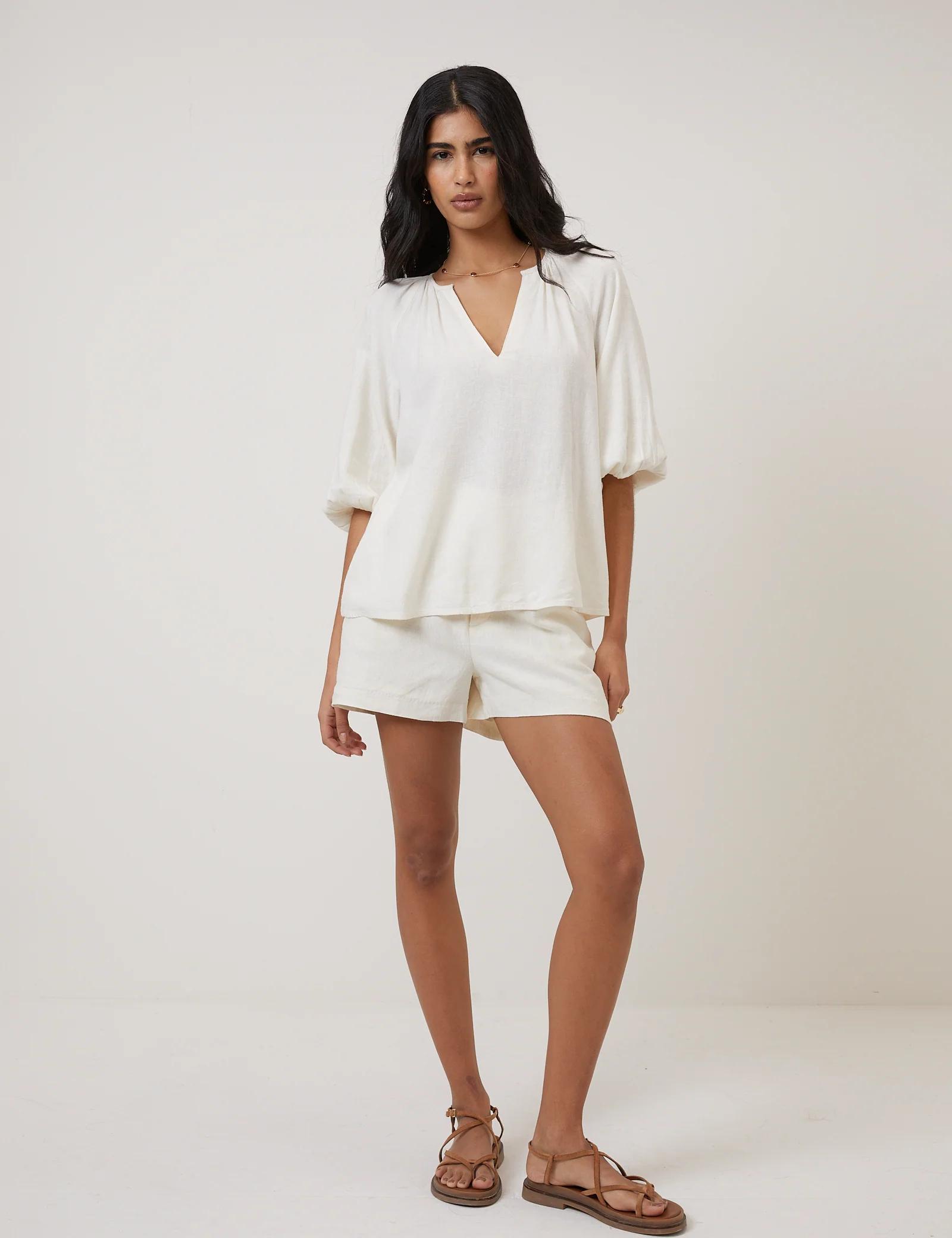 Cream Linen-Blend Blouse - Image 3