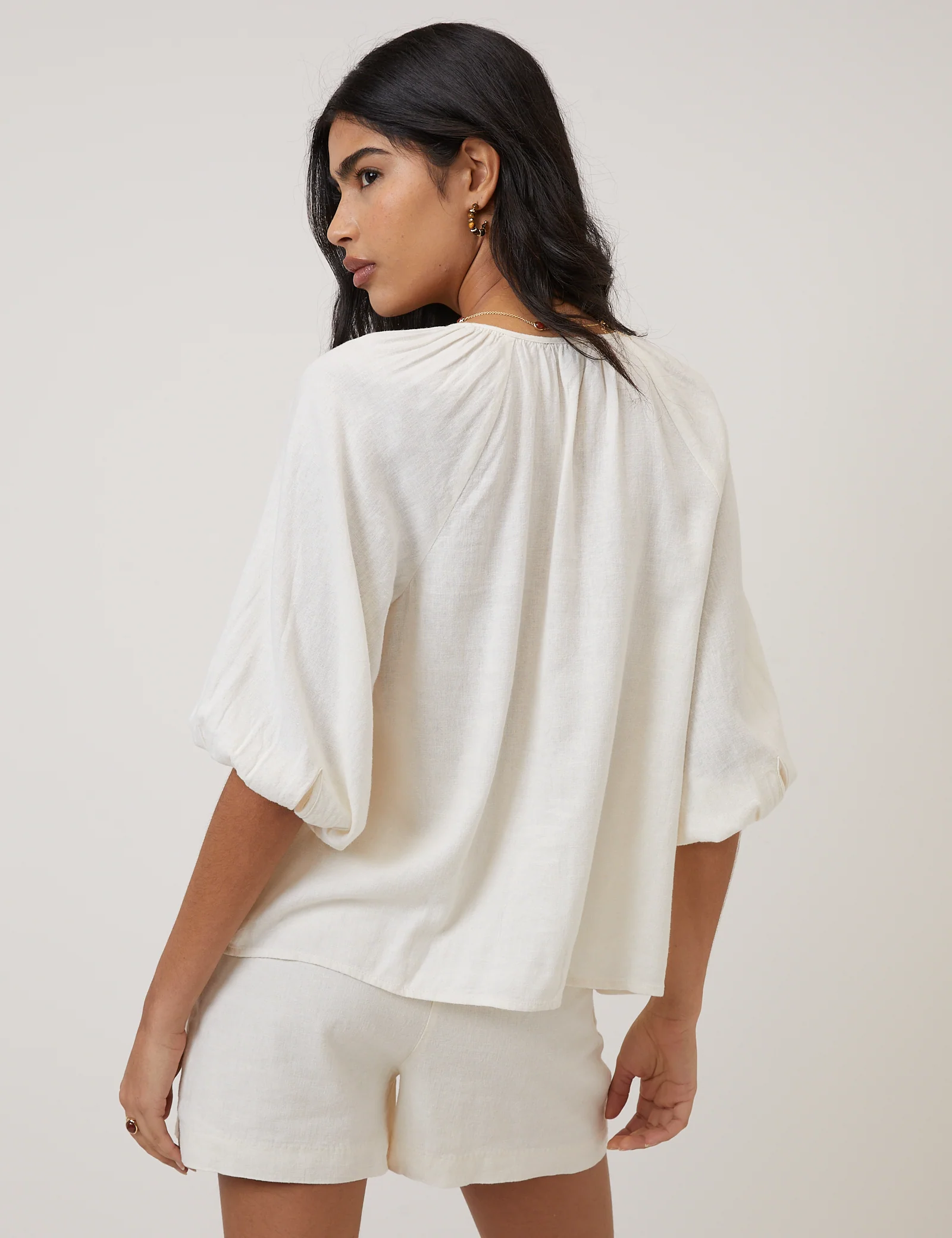 Cream Linen-Blend Blouse - Image 5