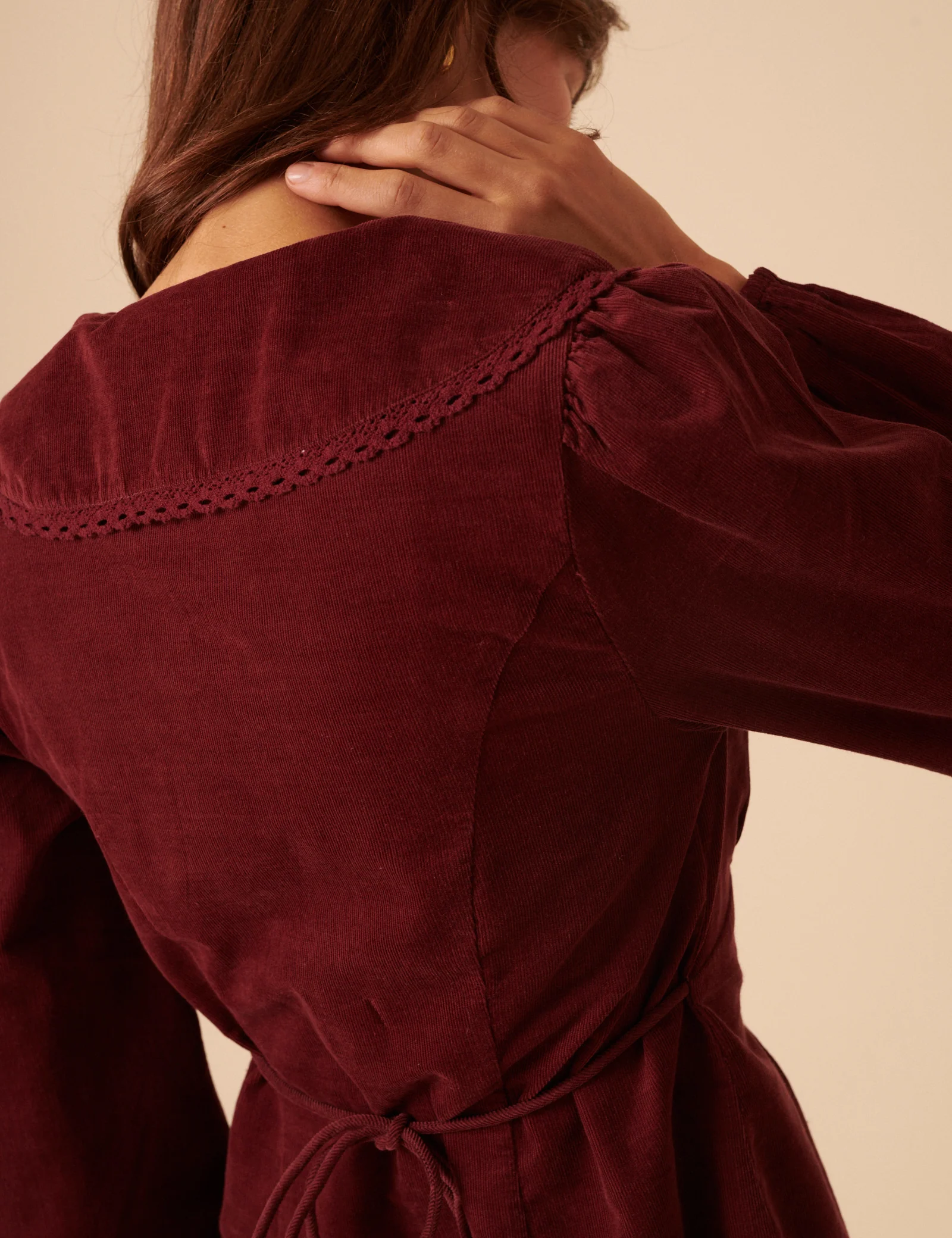 Burgundy Peter Pan Collar Blouse - Image 3