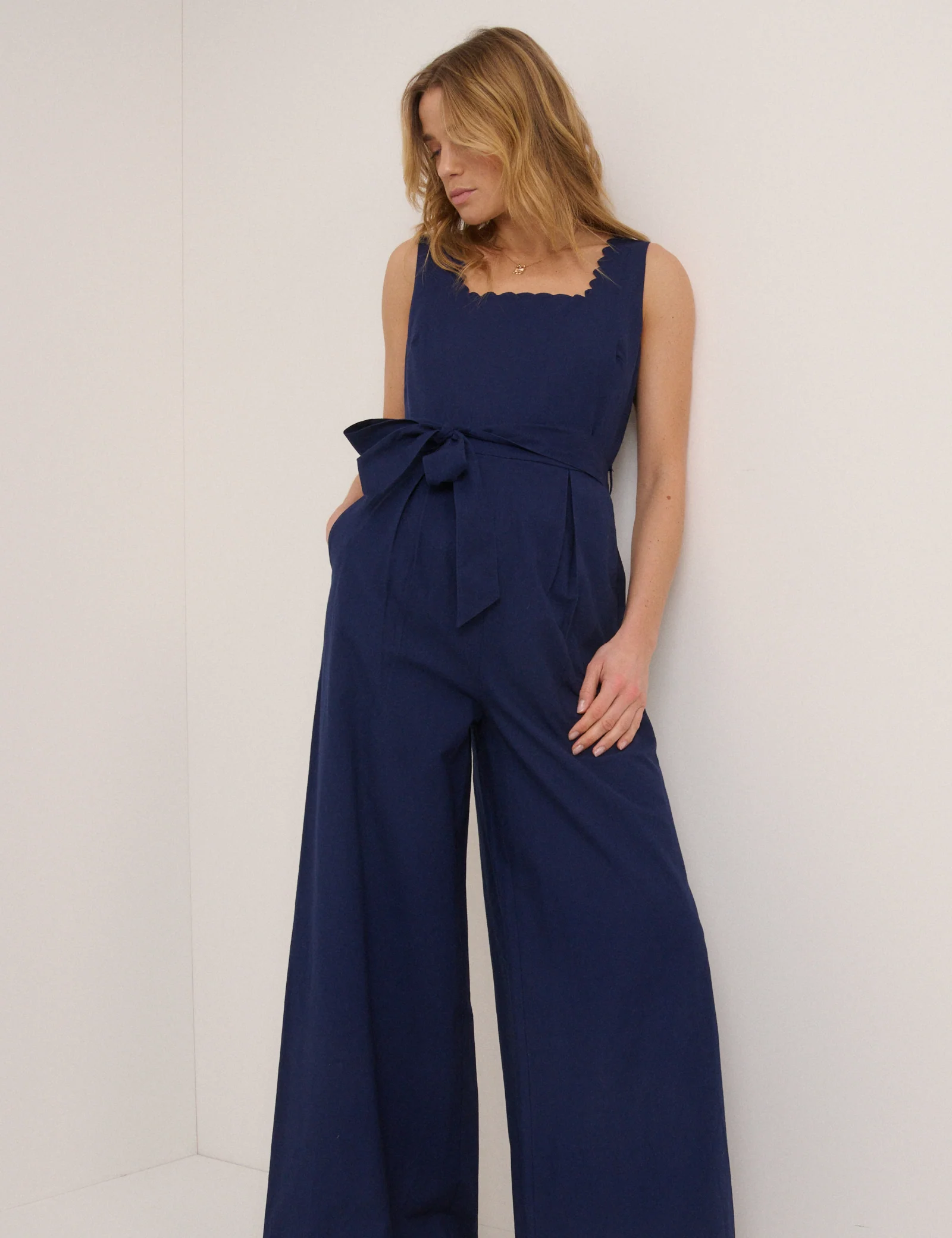 Navy Square Neck Jumpsuit - Image 4