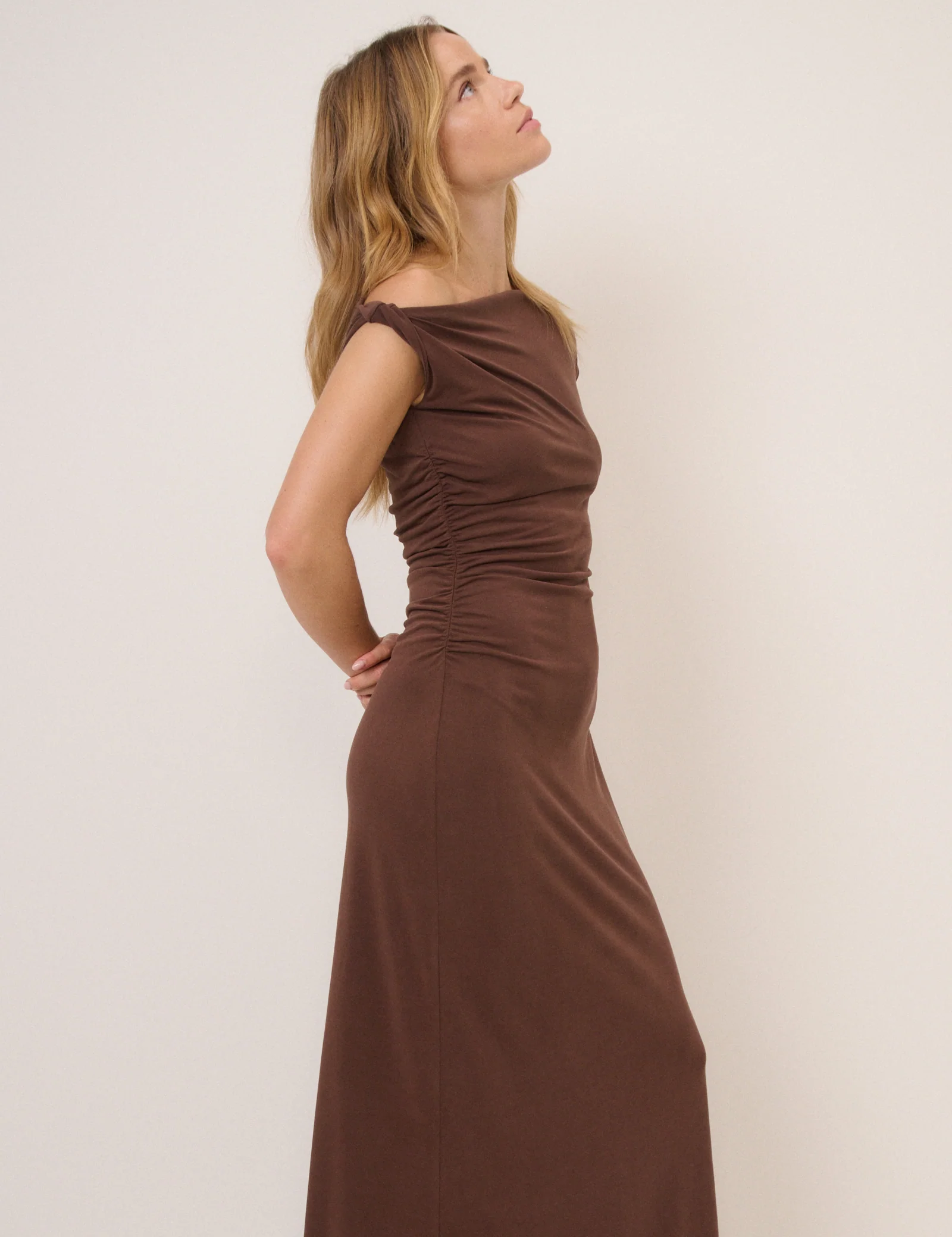 Brown Bethany Jersey Midi Dress - Image 5