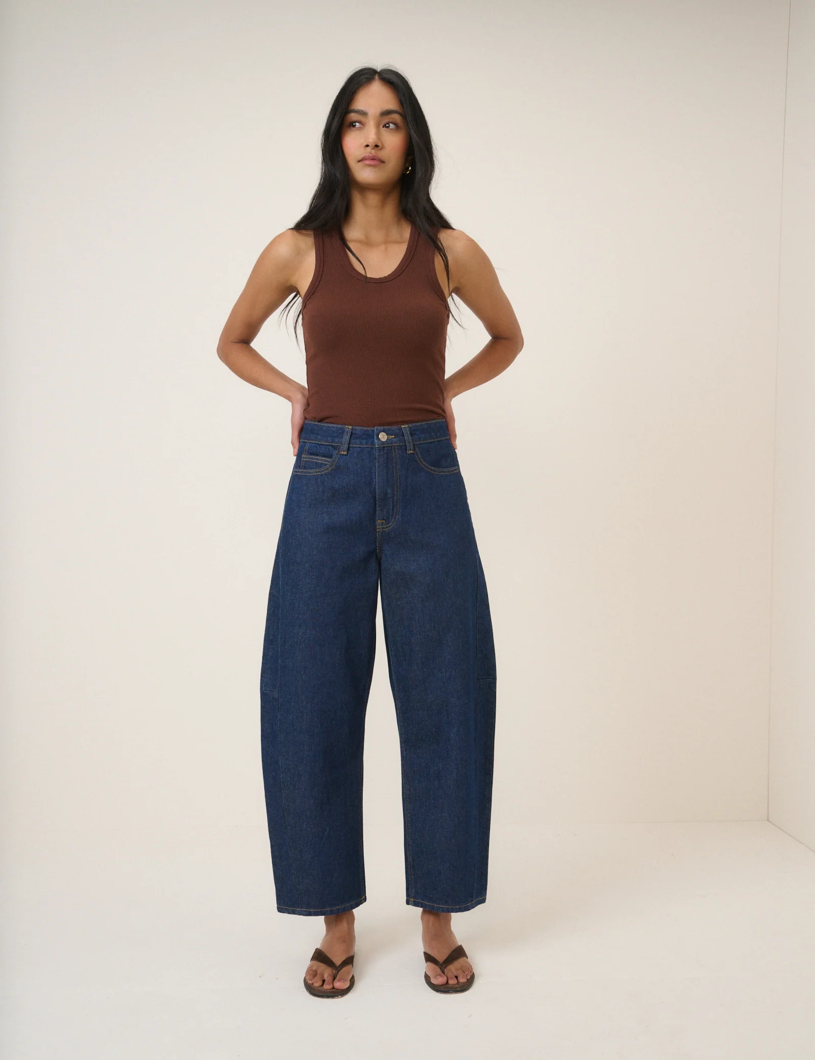Dark Blue Bethnal Barrel Leg Jeans - Image 3