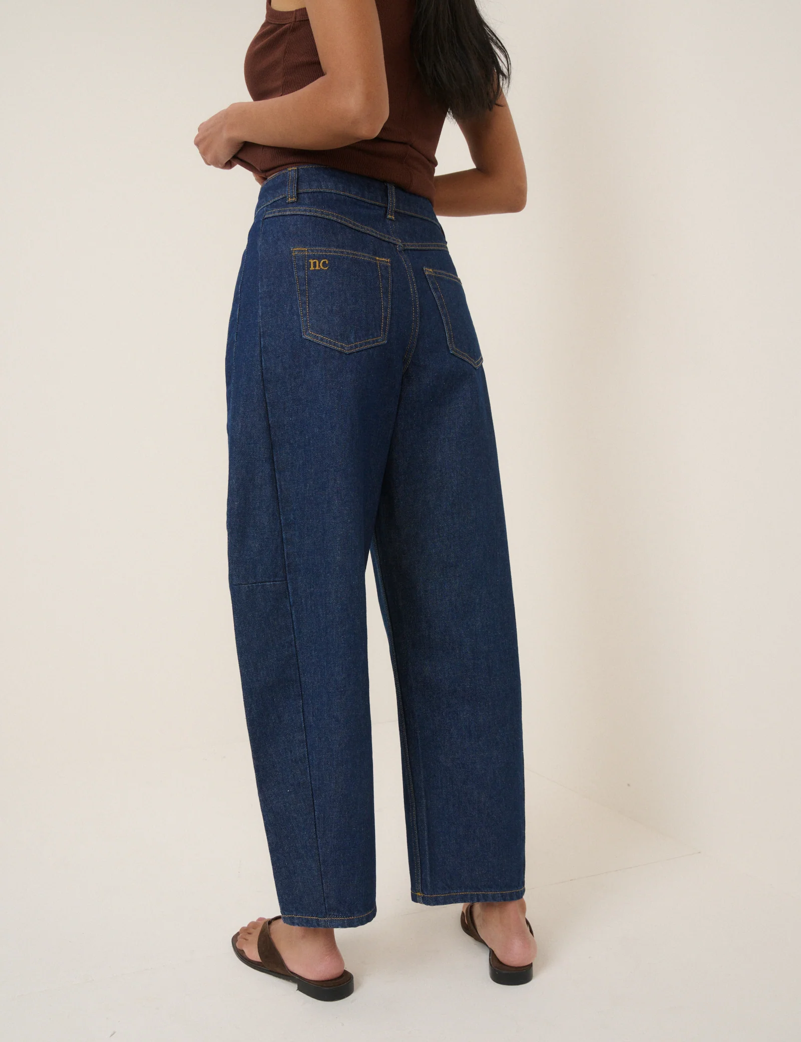 Dark Blue Bethnal Barrel Leg Jeans - Image 5