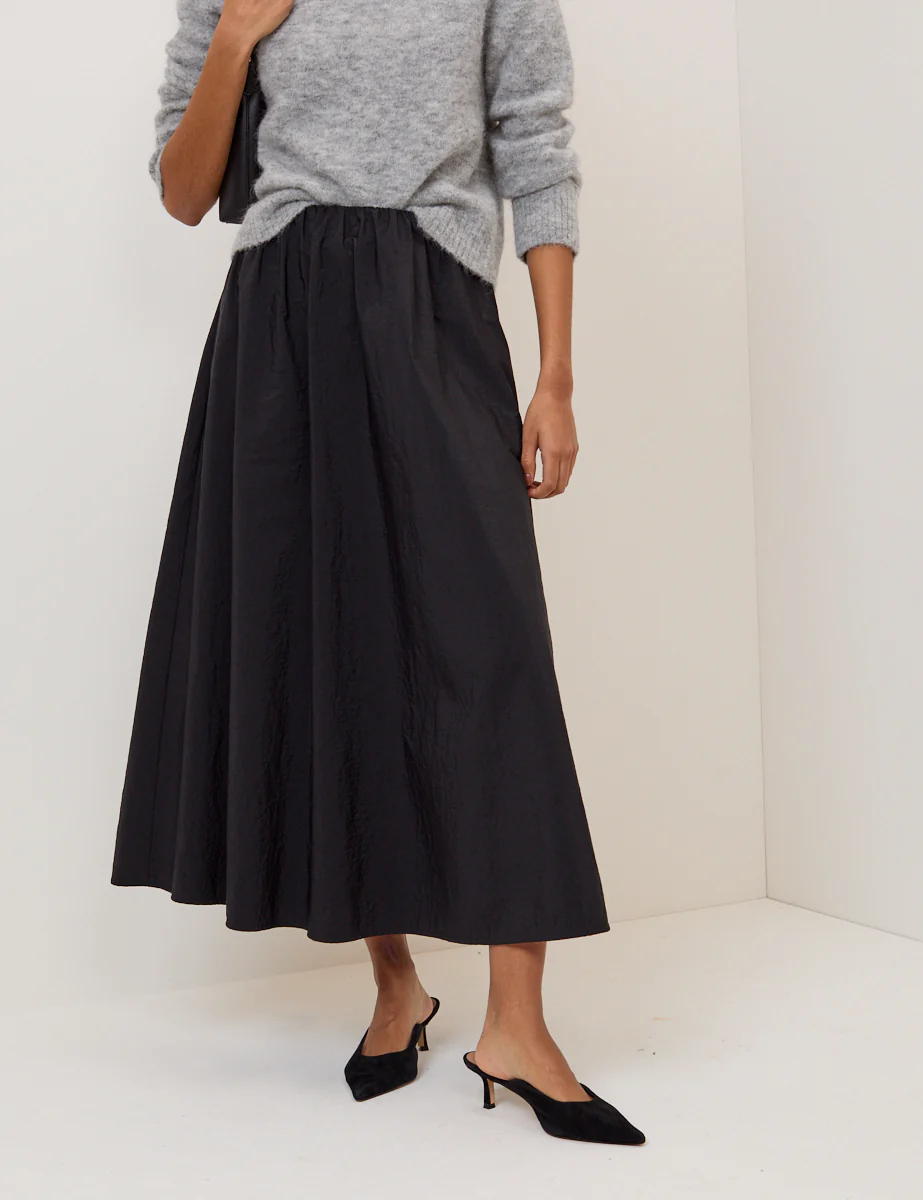 Black A-line Midi Skirt - Image 2