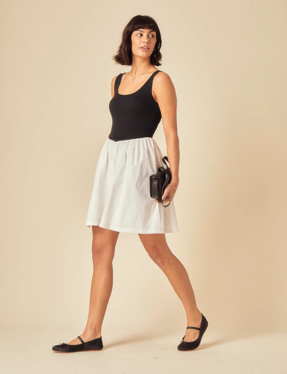 Black And White Contrast Mini Dress - Image 4