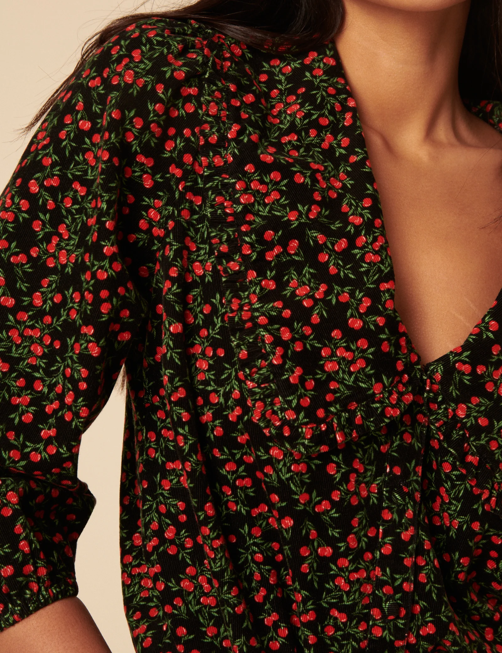 Black Cherry Print Cord Emmie Blouse - Image 3