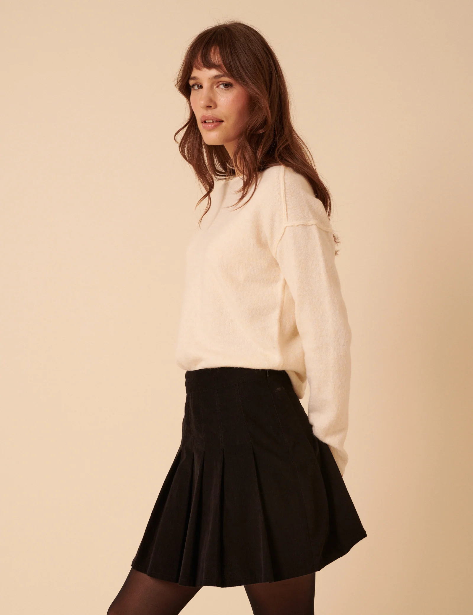 Black Cord Pleated Mini Skirt - Image 4