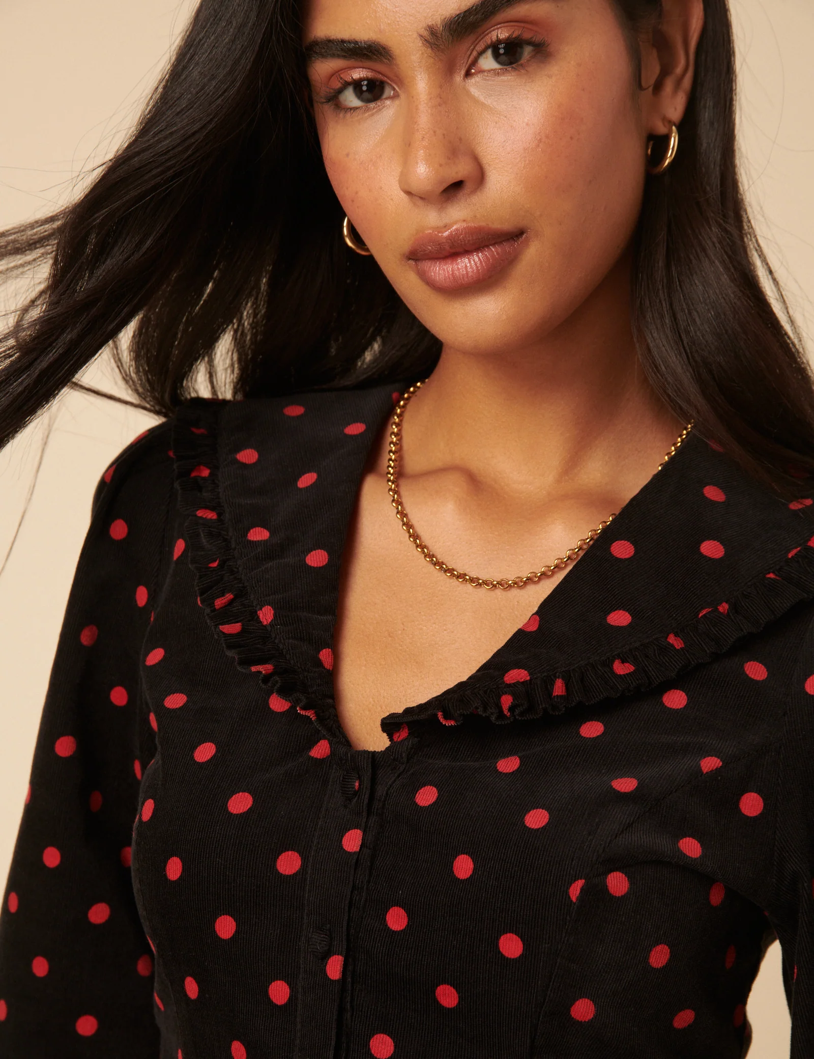 Black Cord Polka Dot Emma Mini Dress - Image 4