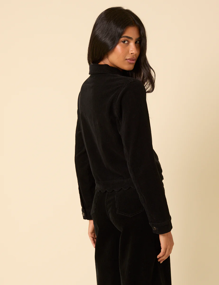 Black Cord Scallop Trim Jacket - Image 3