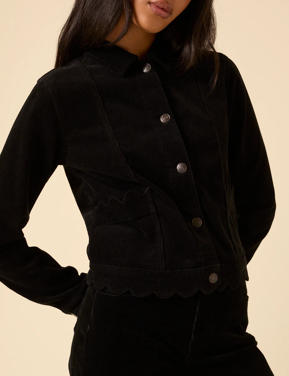 Black Cord Scallop Trim Jacket - Image 5