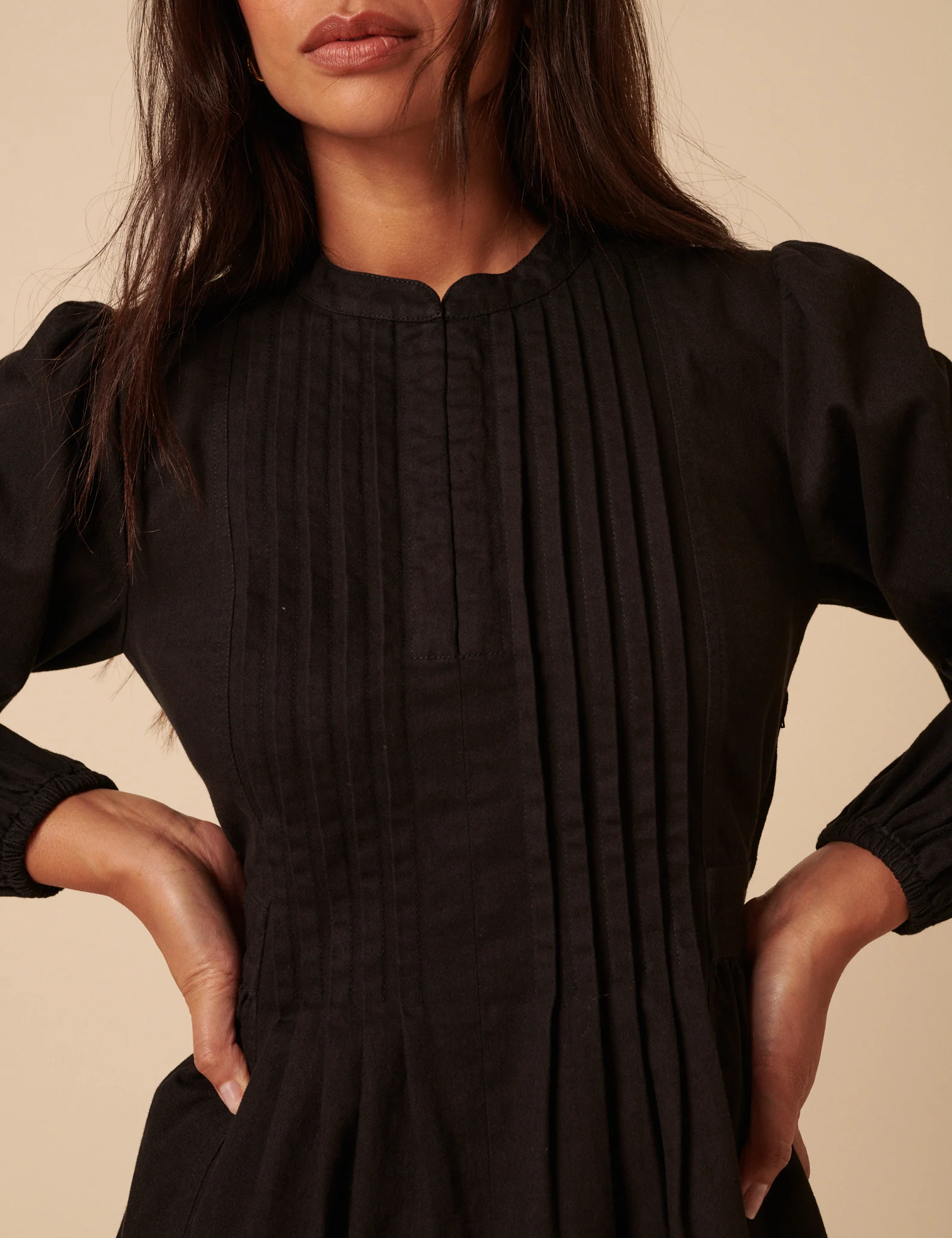 Black Denim Pintuck Tillie Mini Dress - Image 4