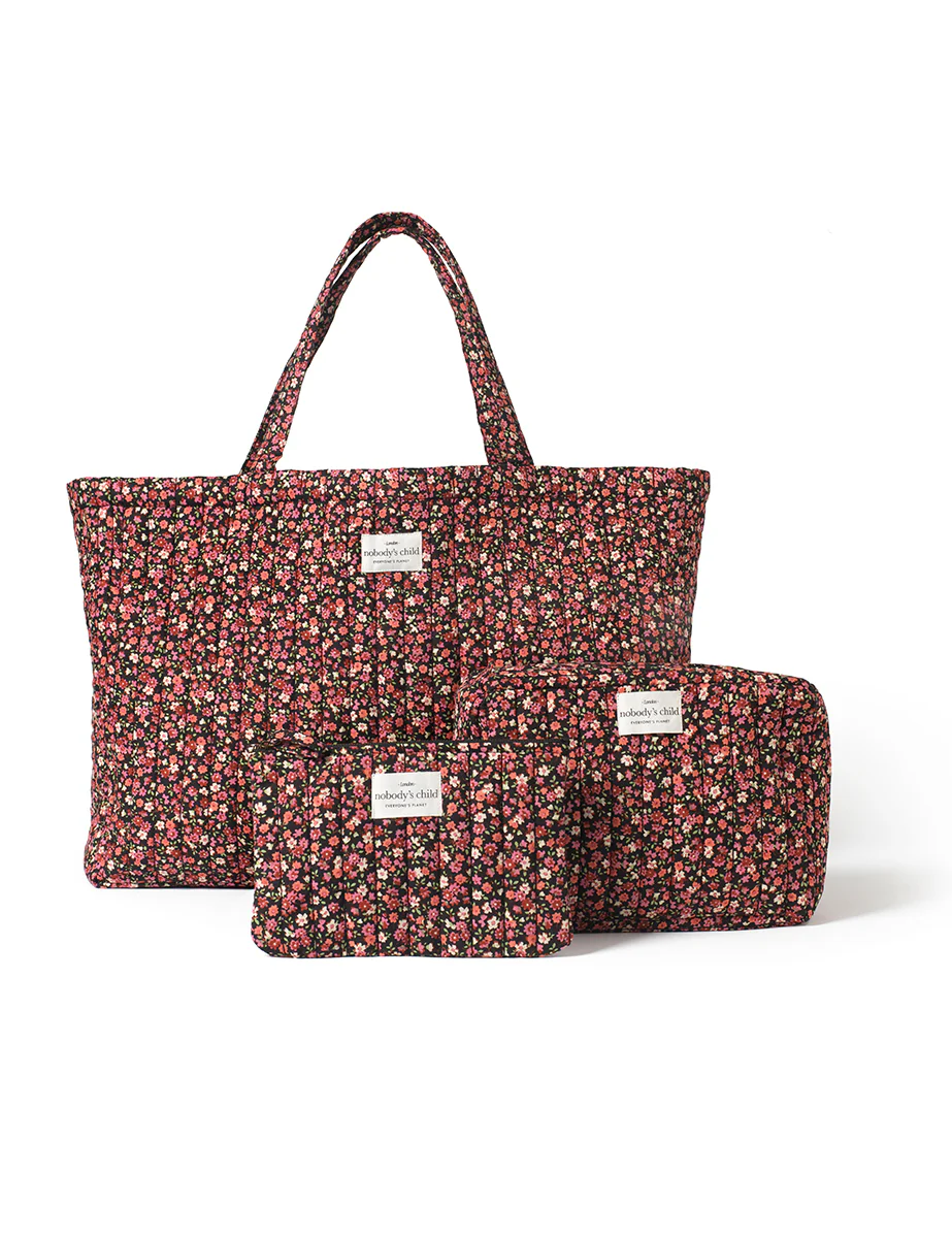 Black Ditsy Floral Makeup Bag - Image 2