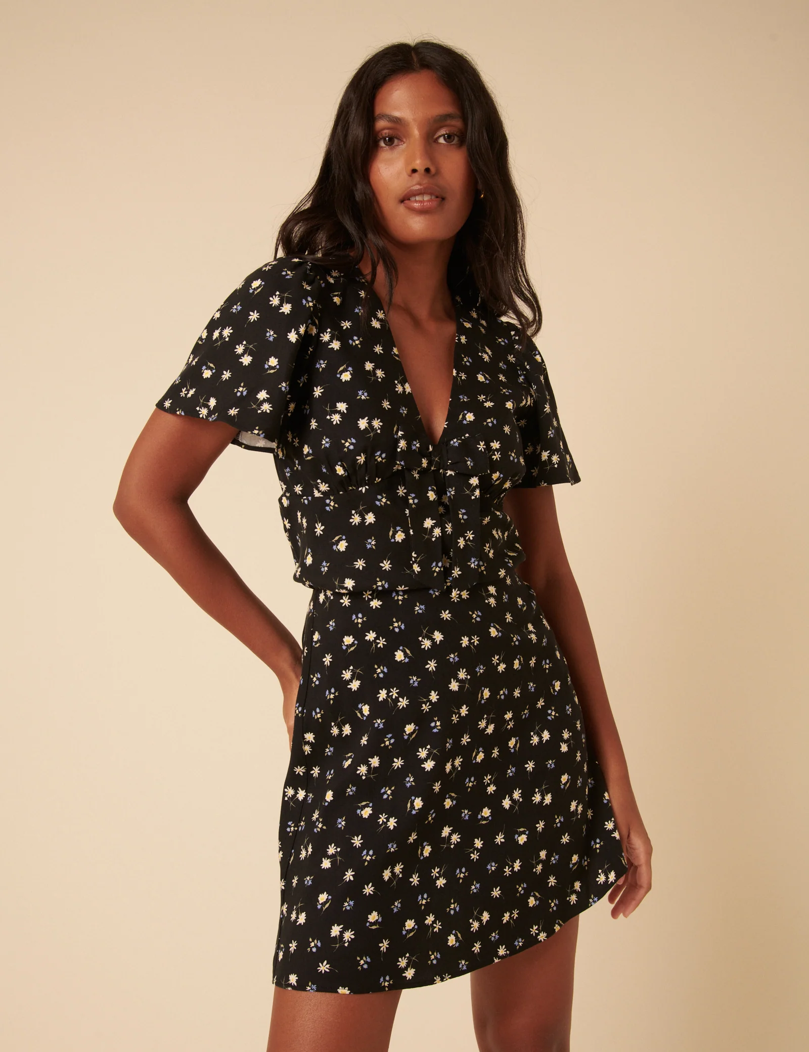 Black Ditsy Floral Mini Skirt - Image 3