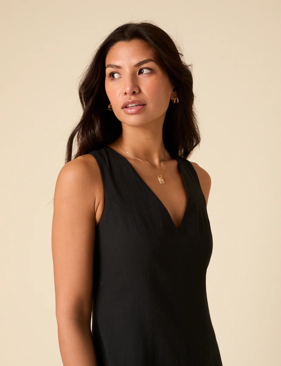 Black Drop Waist Calla Midi Dress - Image 2