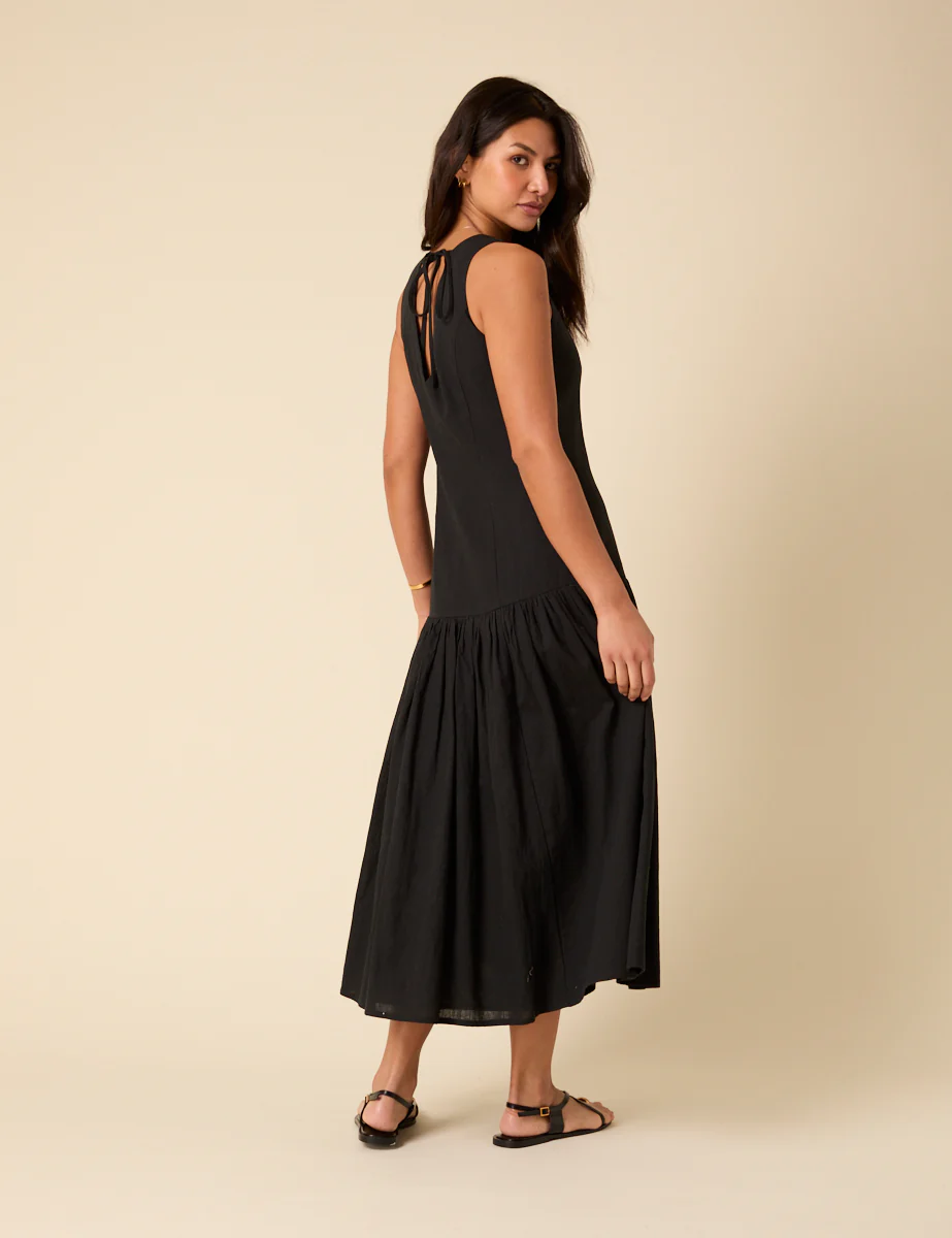 Black Drop Waist Calla Midi Dress - Image 5
