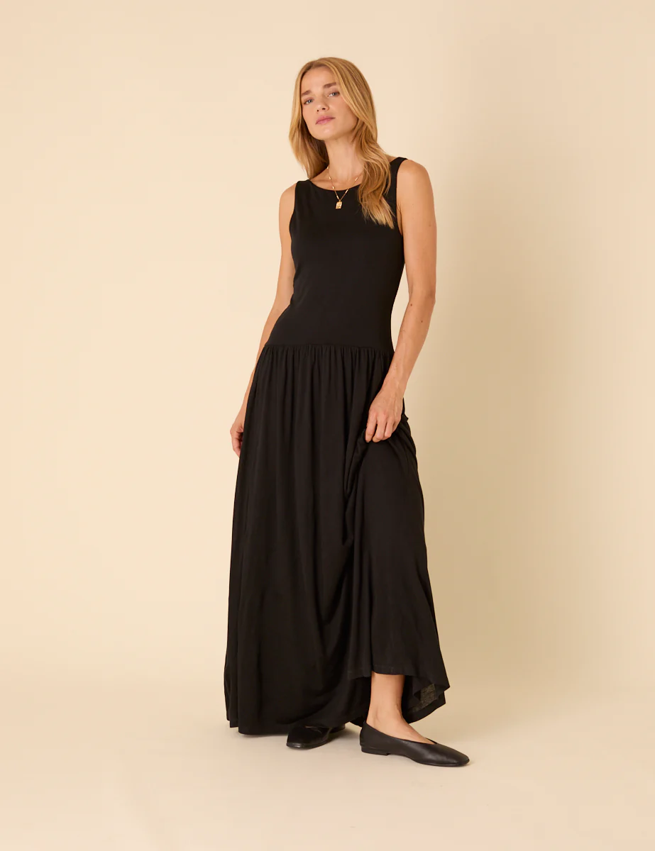 Black Drop Waist Camille Midi Dress - Image 4