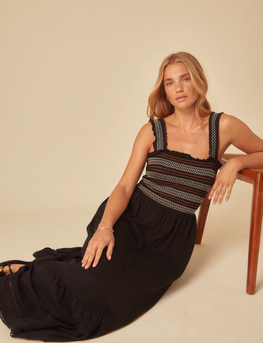 Black Embroidered Fifi Maxi Dress - Image 4