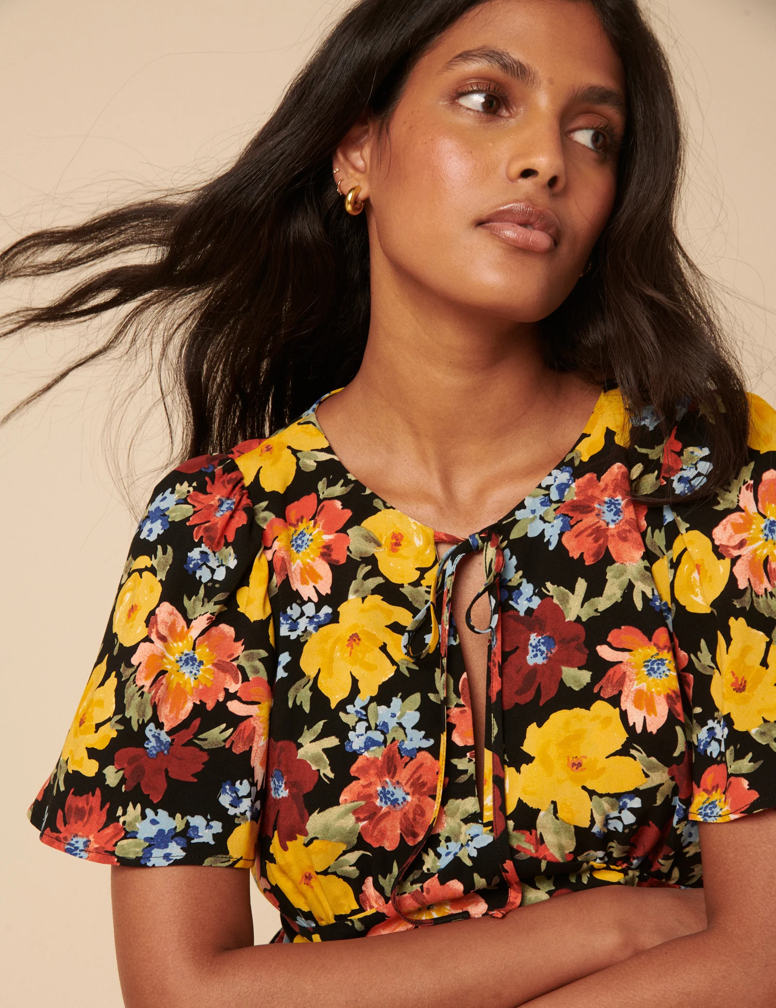 Black Floral Anna Midi Dress - Image 2