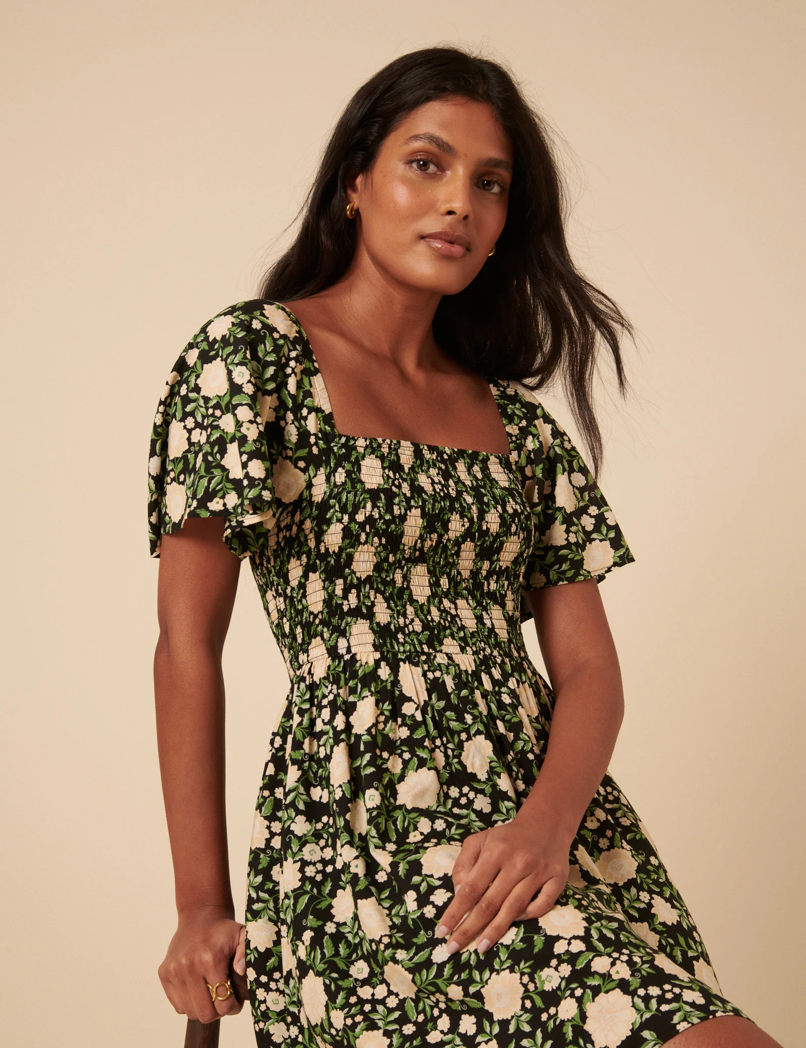 Black Floral Bella Mini Dress - Image 3