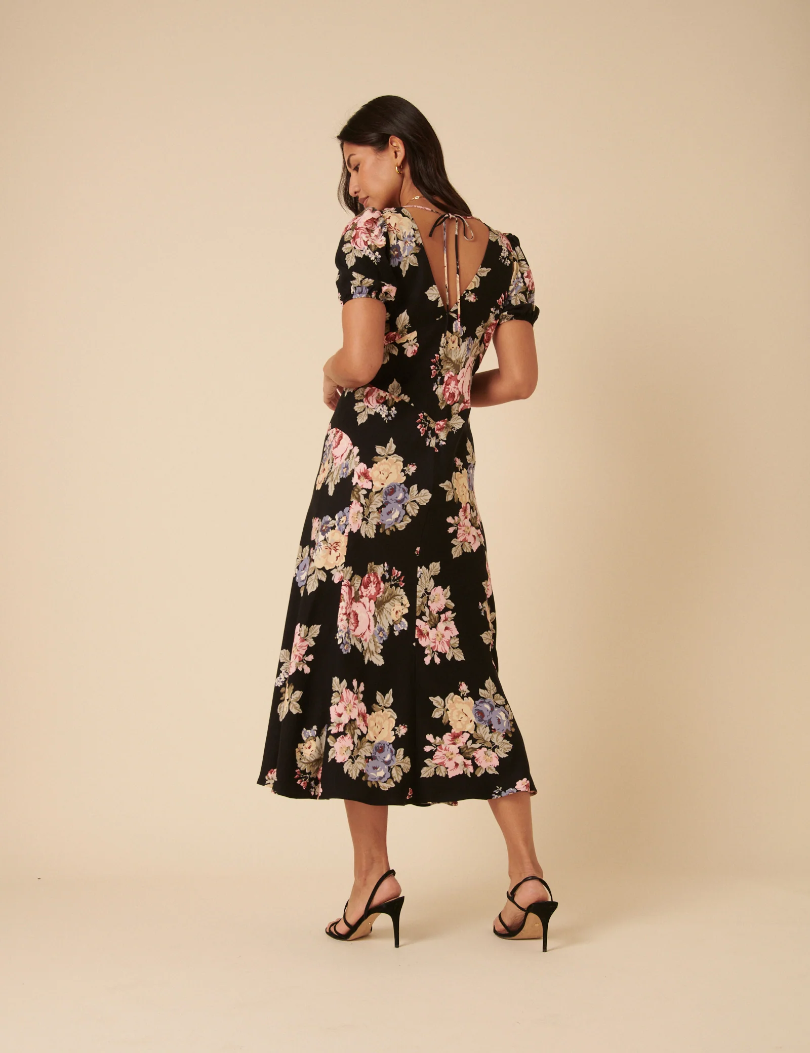 Black Floral Ella Midi Dress - Image 5