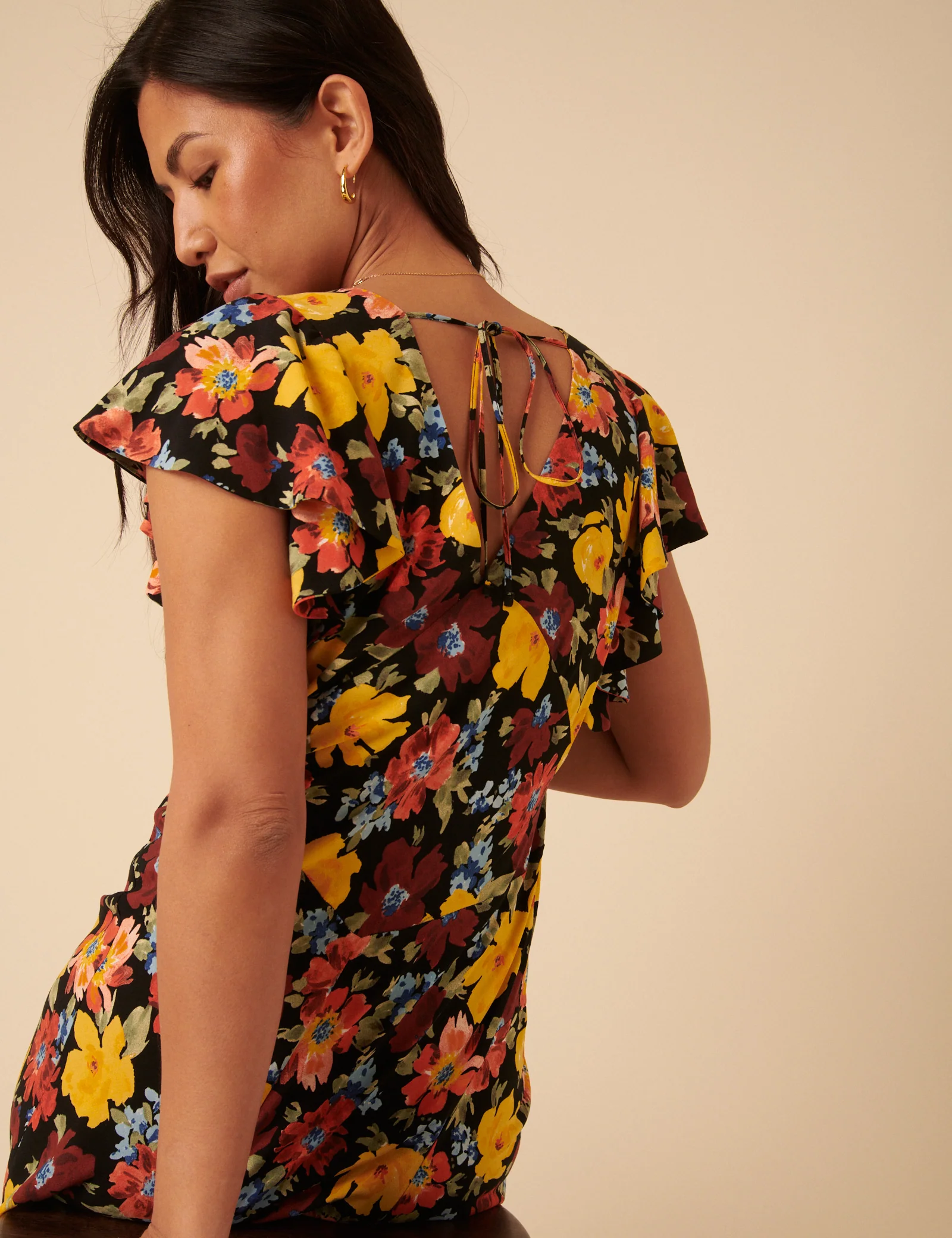 Black Floral Loubelle Midi Dress - Image 3